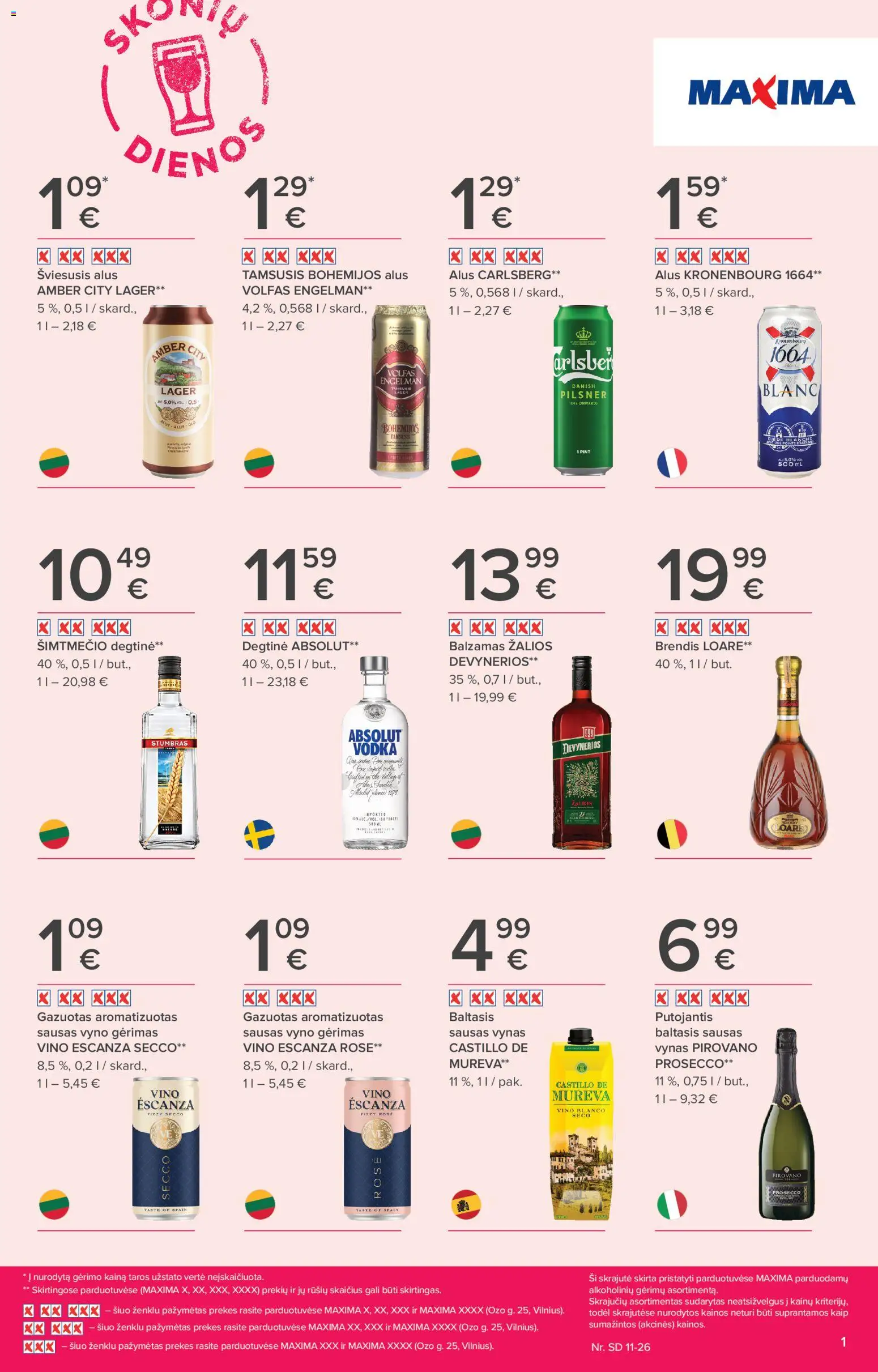 MAXIMA akcijos nuo 13.11.2025 | Puslapis: 1 | Prekių: Balzamas, Degtinė, Vynas, Alus