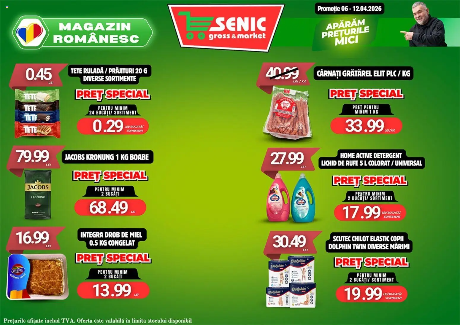 Noul catalog Senic – valabil de la 06.04.2026 | Pagină: 2 | Produse: Mici, Köpek çiti, Detergent, Cârnați