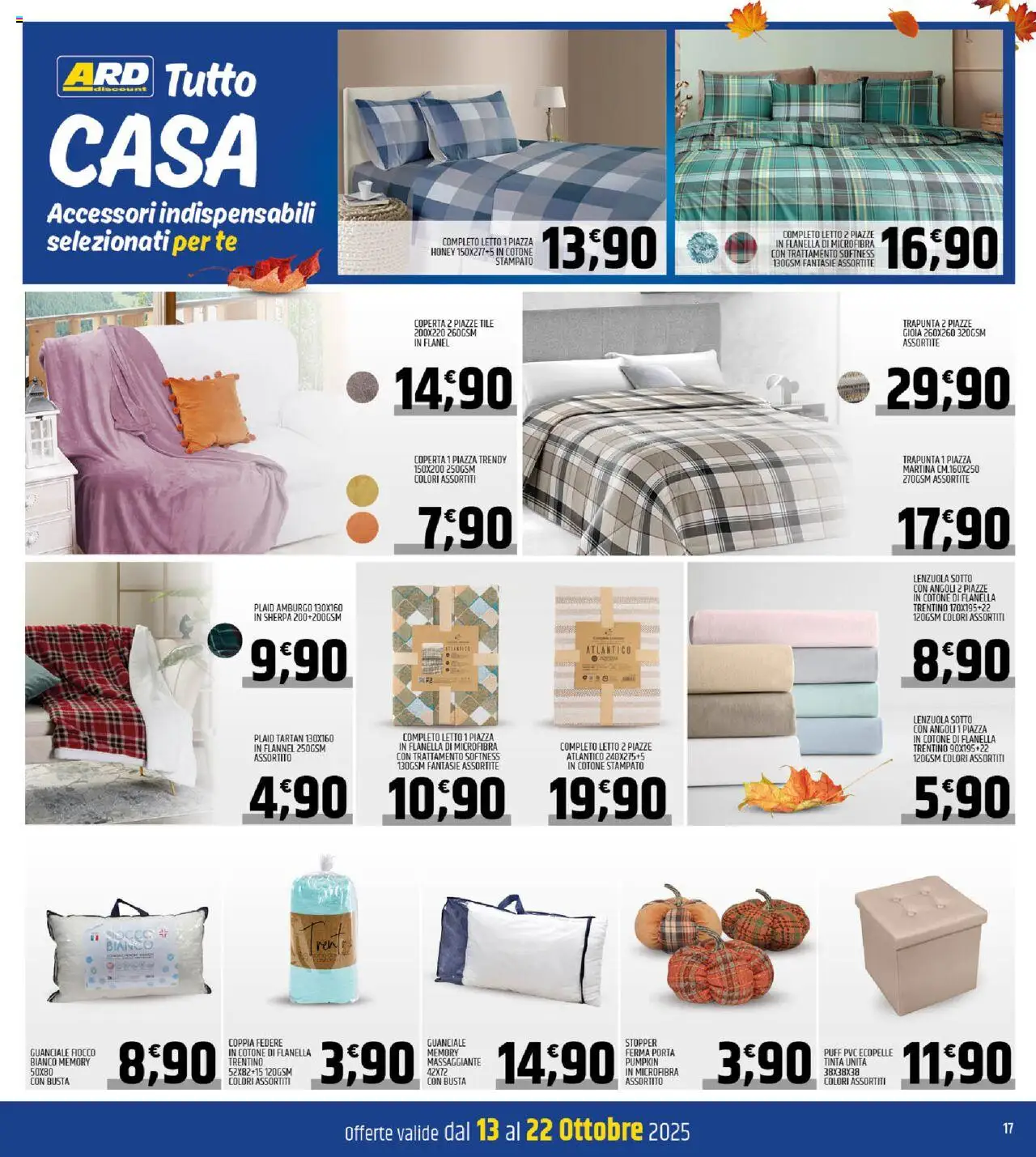 Volantino ARD Discount del 13.10.2025 | Pagina: 17 | Prodotti: Plaid, Letto, Coperta, Lenzuola
