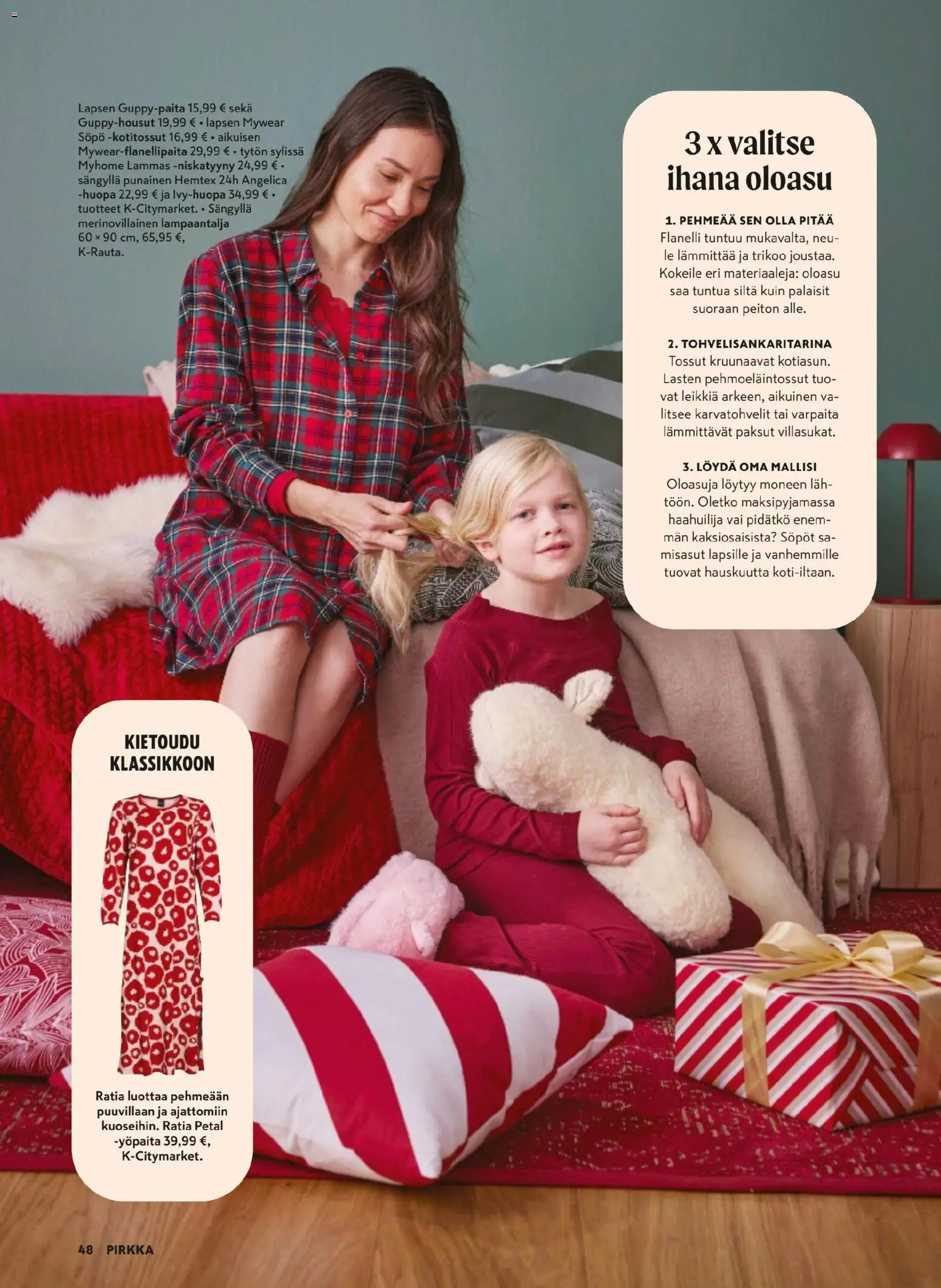 K-Citymarket - Pirkka – voimassa 03.12.2025 alkaen | Sivu: 48 | Tuotteet: Niskatyyny, Tossut, Huopa