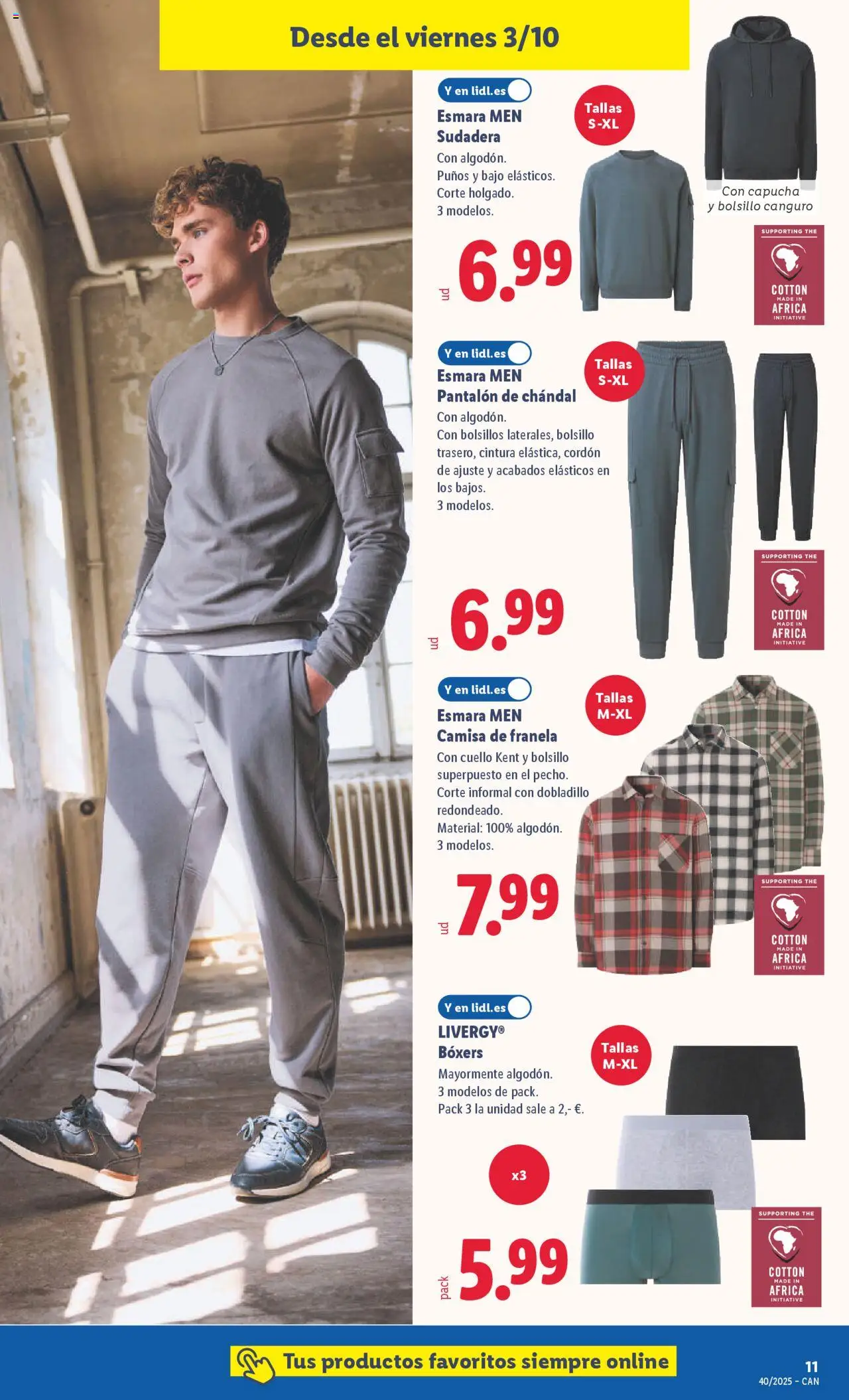 Lidl - Canarias │ válido desde el 29.09.2025 | Página: 19 | Productos: Camisa, Sudadera, Boxers, Pantalón de chándal