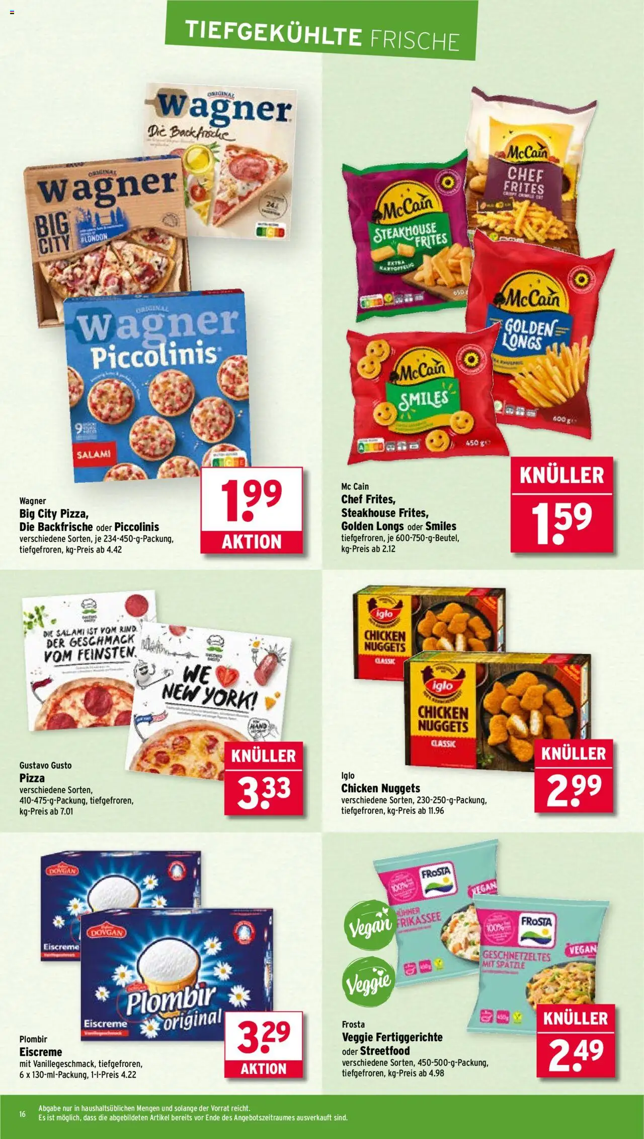 Wasgau Prospekt 	 - gültig ab dem 28.07.2025 | Seite: 16 | Produkte: Gustavo gusto, Eiscreme, Frosta, Salami