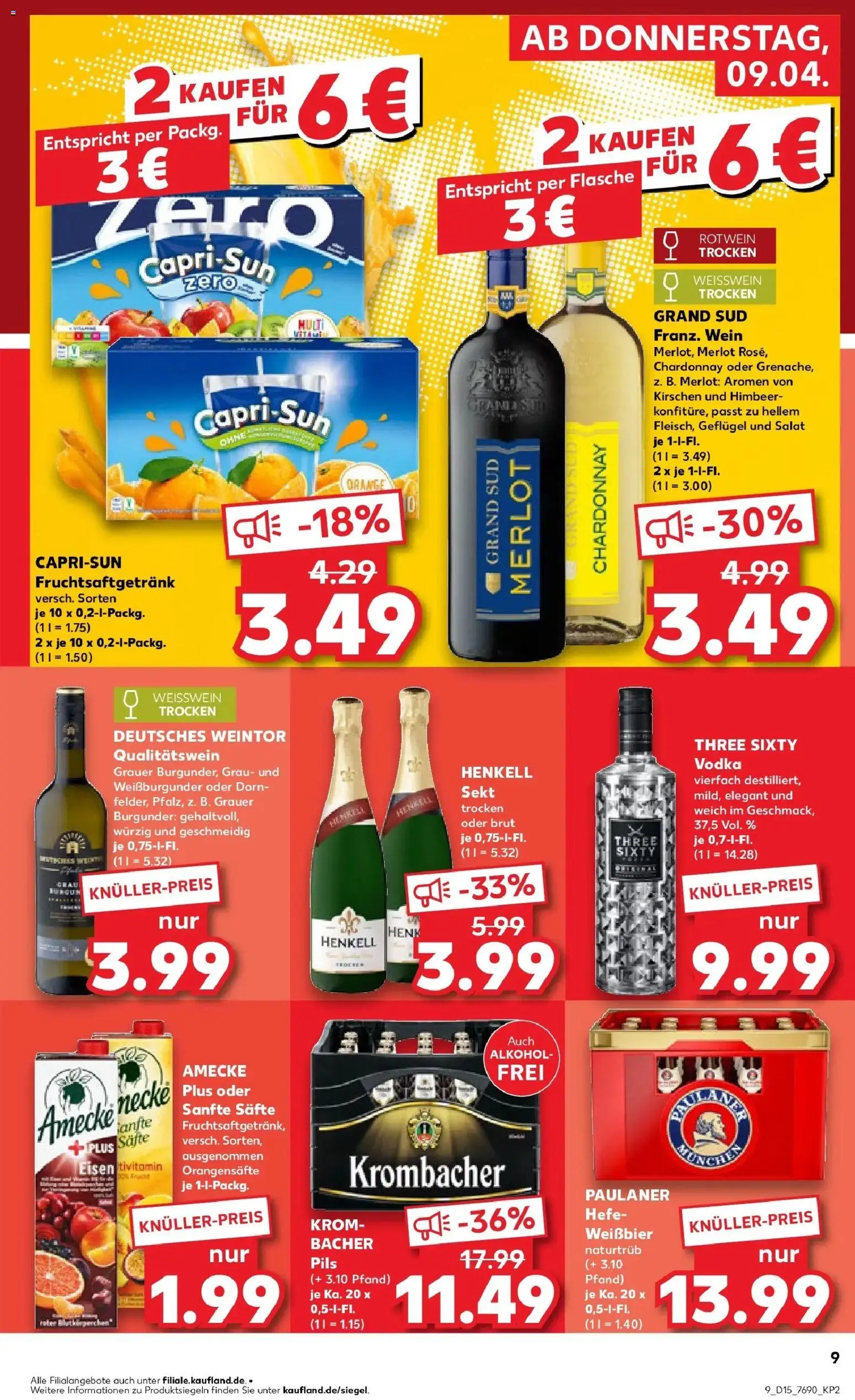 Kaufland Prospekt Kehl	 – gültig ab 07.04.2026 | Seite: 21 | Produkte: Capri sun, Weißwein, Pils, Krombacher