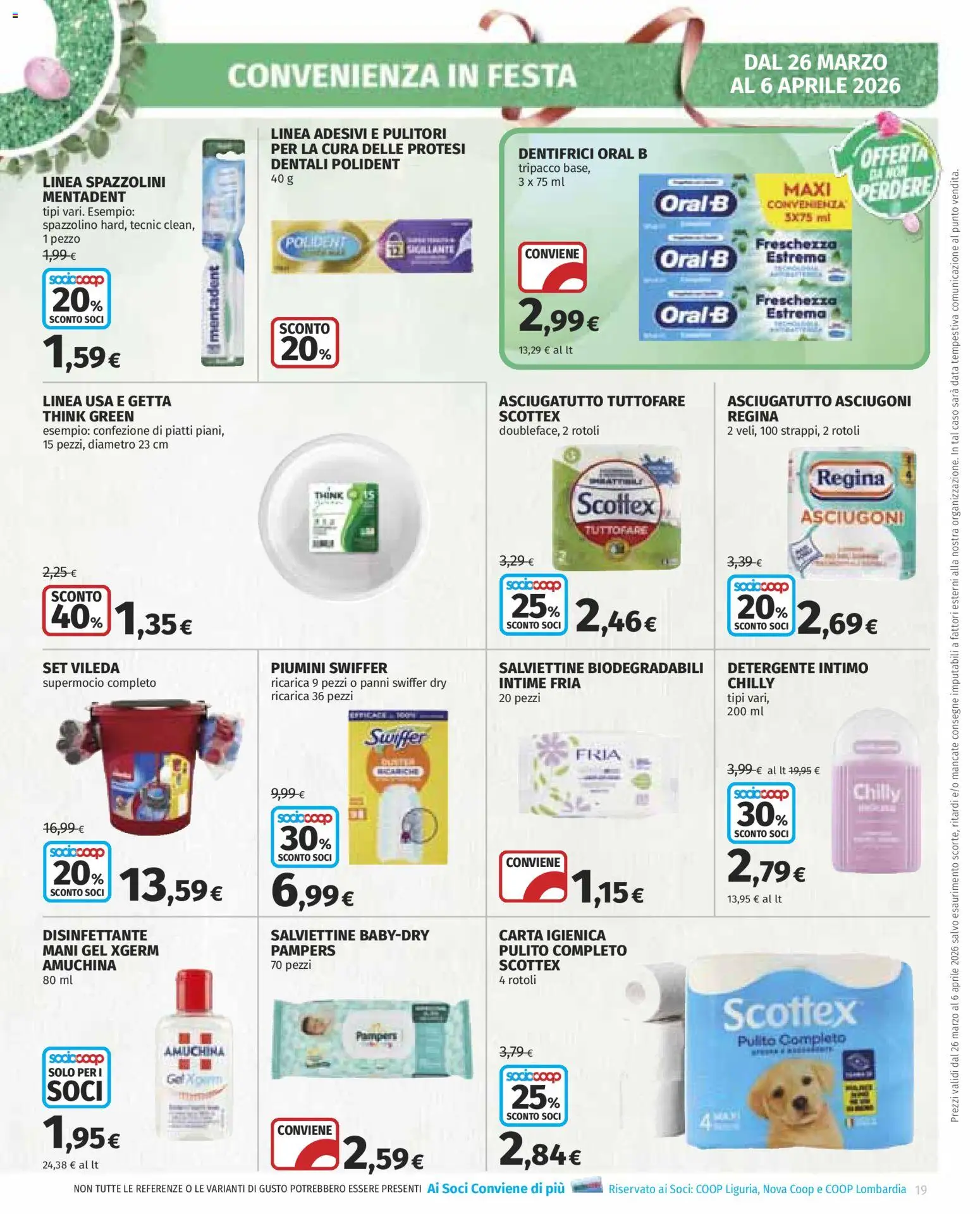 Volantino COOP del 26.03.2026 | Pagina: 19 | Prodotti: Carta igienica, Detergente, Intimo, Pampers