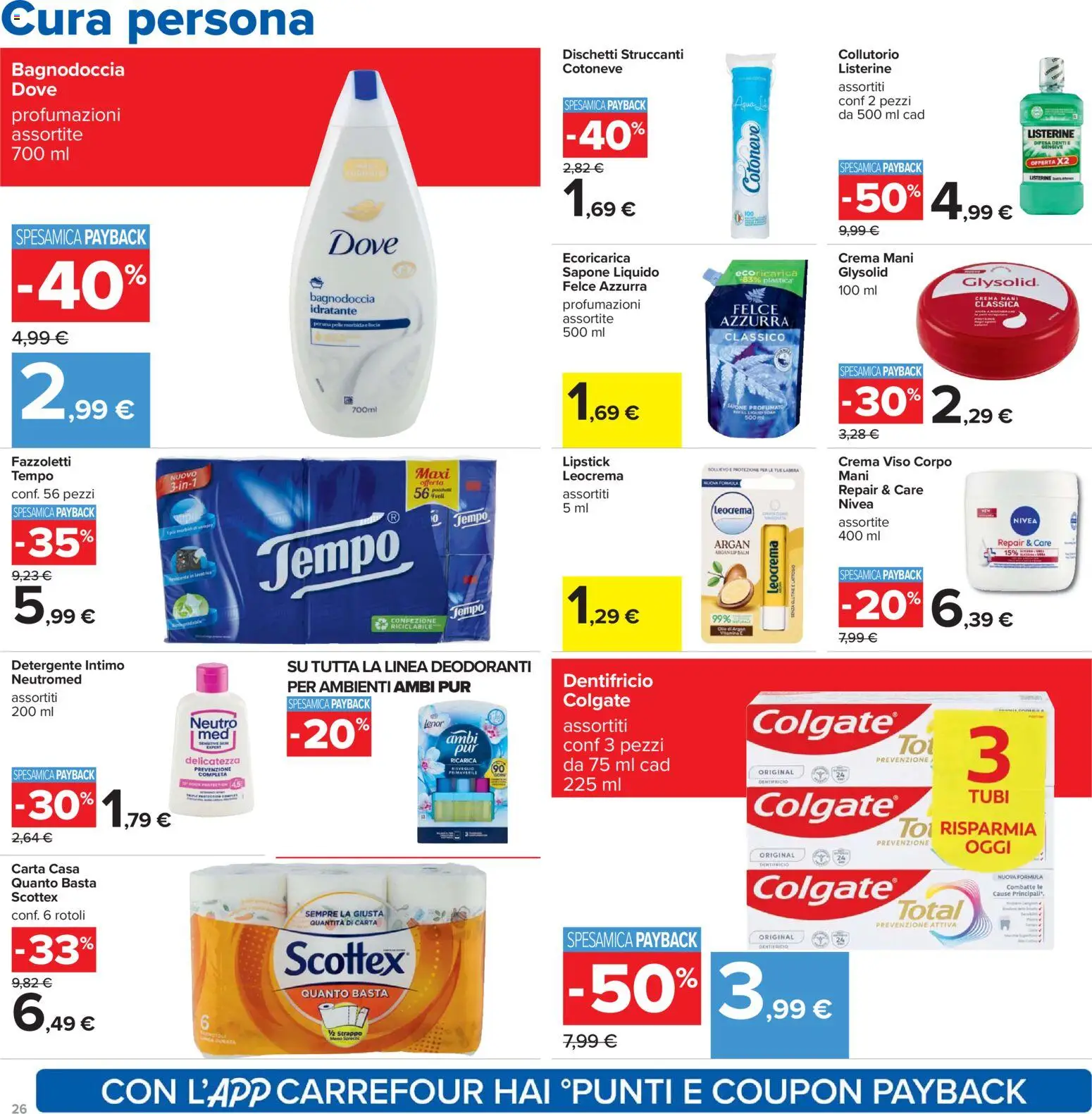 Volantino Carrefour del 07.11.2025 | Pagina: 26 | Prodotti: Sapone, Detergente, Crema viso, Dischetti struccanti
