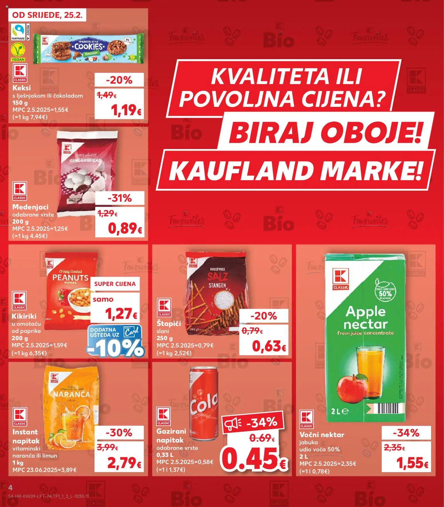 Kaufland HR akciós ujság - amely érvényes a következő dátumtól: 25.02.2026 | Oldal: 4 | Termékek: Cola, Vegán