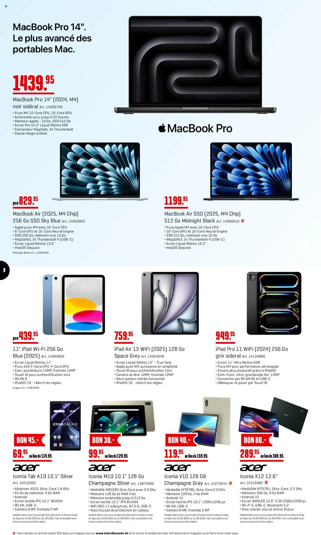 Interdiscount Aktionen FR ab 25.08.2025 | Seite: 8 | Produkte: Apple, Macbook, Ipad