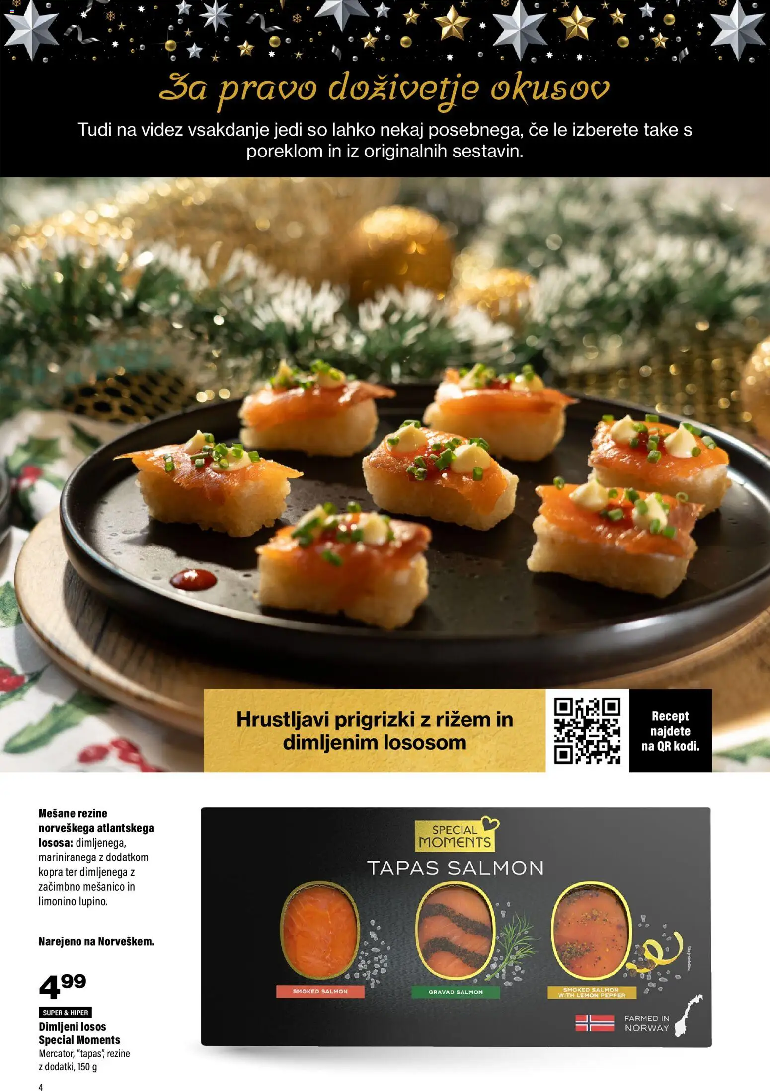 Novi Mercator katalog ponudbe – veljaven od 13.11.2025 | Stran: 4 | Izdelki: Losos, Prigrizki