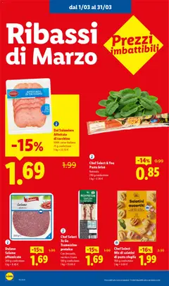 Anteprima del volantino Chef Select To Go Tramezzino proteico, Con bresaola, rucola e Grana, 130 g confezione valido a partire dal 01.03.2026 | Pagina: 4 | Prodotti: Salatini, Rucola, Prosciutto, Pasta