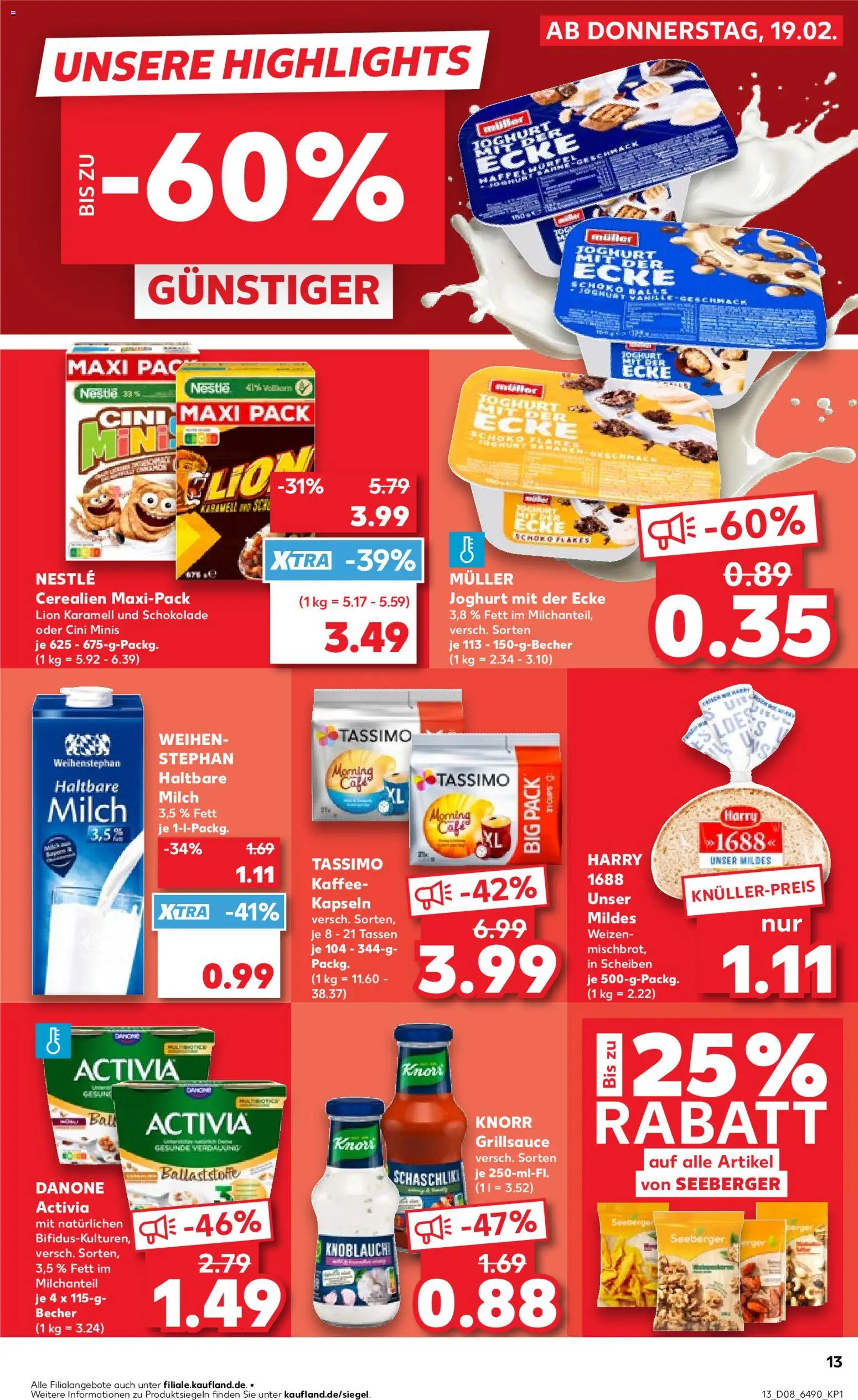 Kaufland prospekt Berlin	 – gültig ab 22.02.2026 | Seite: 13 | Produkte: Activia, Joghurt, Haltbare milch, Tassimo