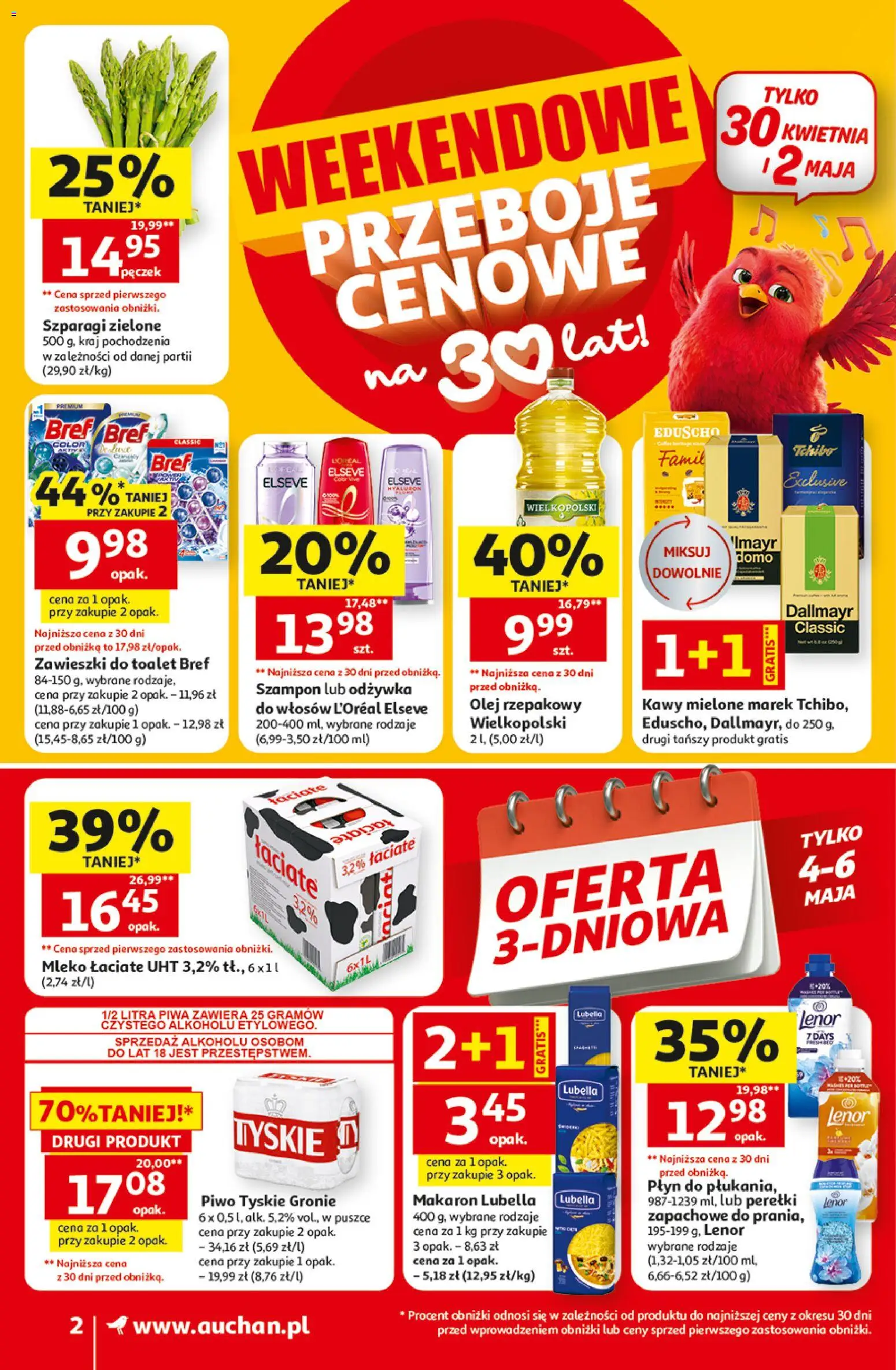 Auchan gazetka od 29.04.2026 | Strona: 2 | Produkty: Olej rzepakowy, Tyskie, Olej, Odżywka