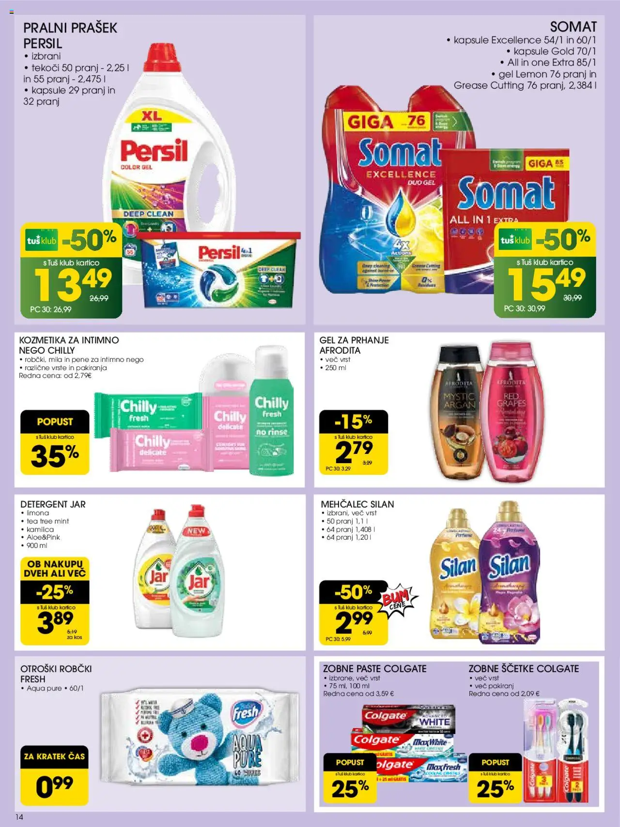 Novi Tuš katalog ponudbe – veljaven od 17.09.2025 | Stran: 14 | Izdelki: Prašek, Mehčalec, Pralni prašek, Detergent