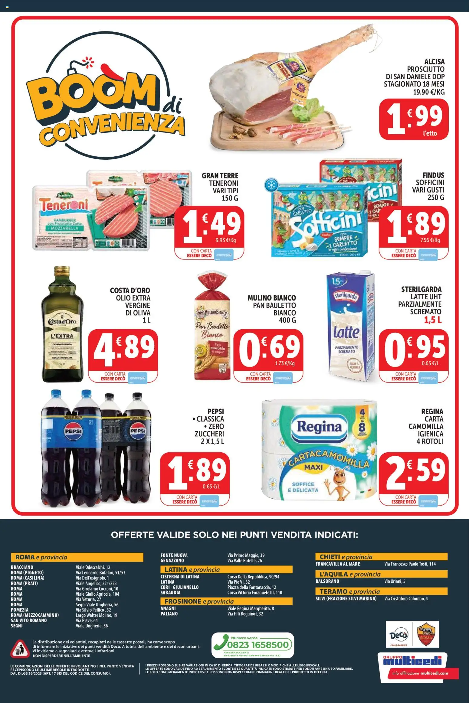 Volantino Decò del 09.04.2026 | Pagina: 12 | Prodotti: Olio, Prosciutto, Pepsi, Hamburger