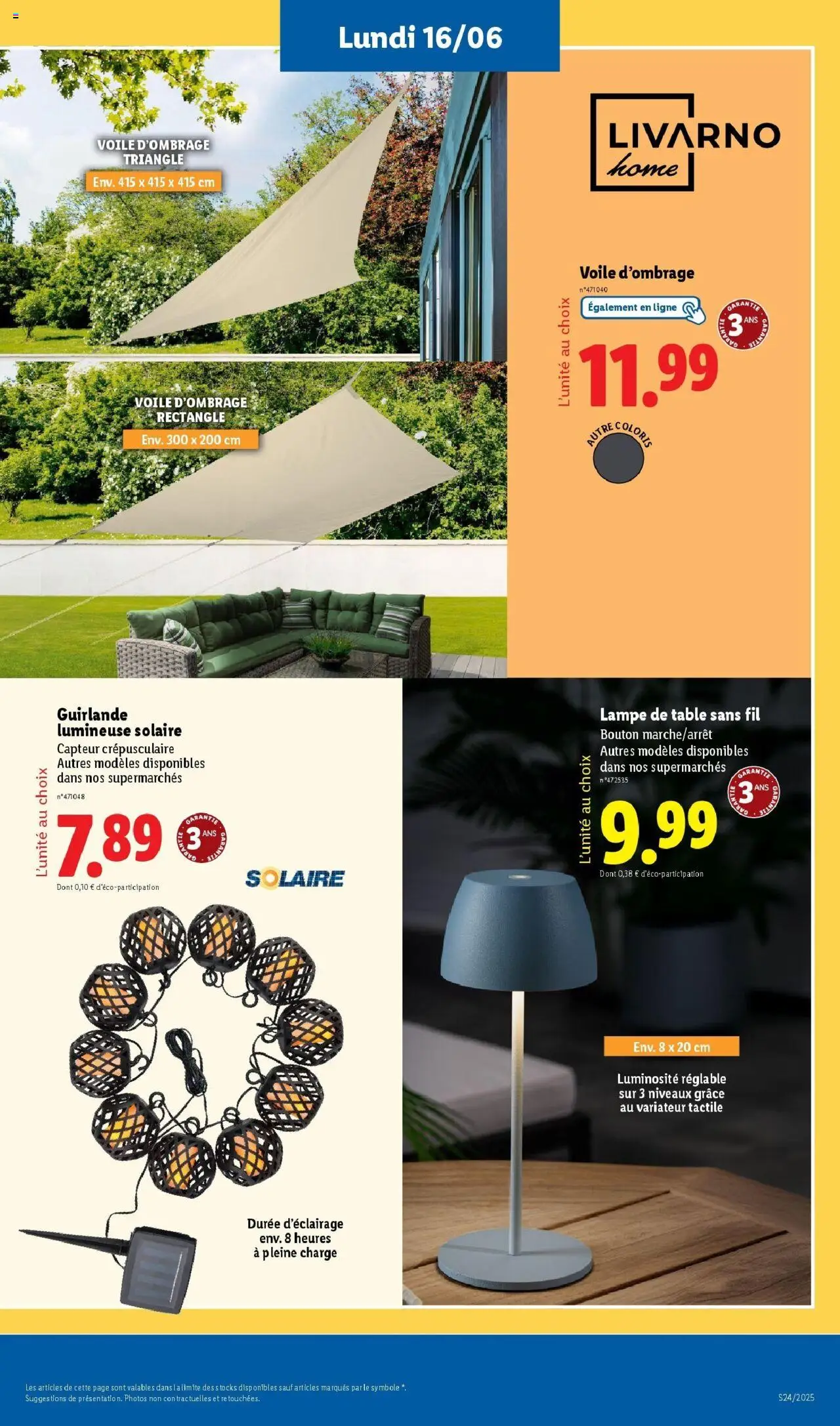  | Page: 57 | Produits: Voile d'ombrage, Guirlande lumineuse, Table, Lampe