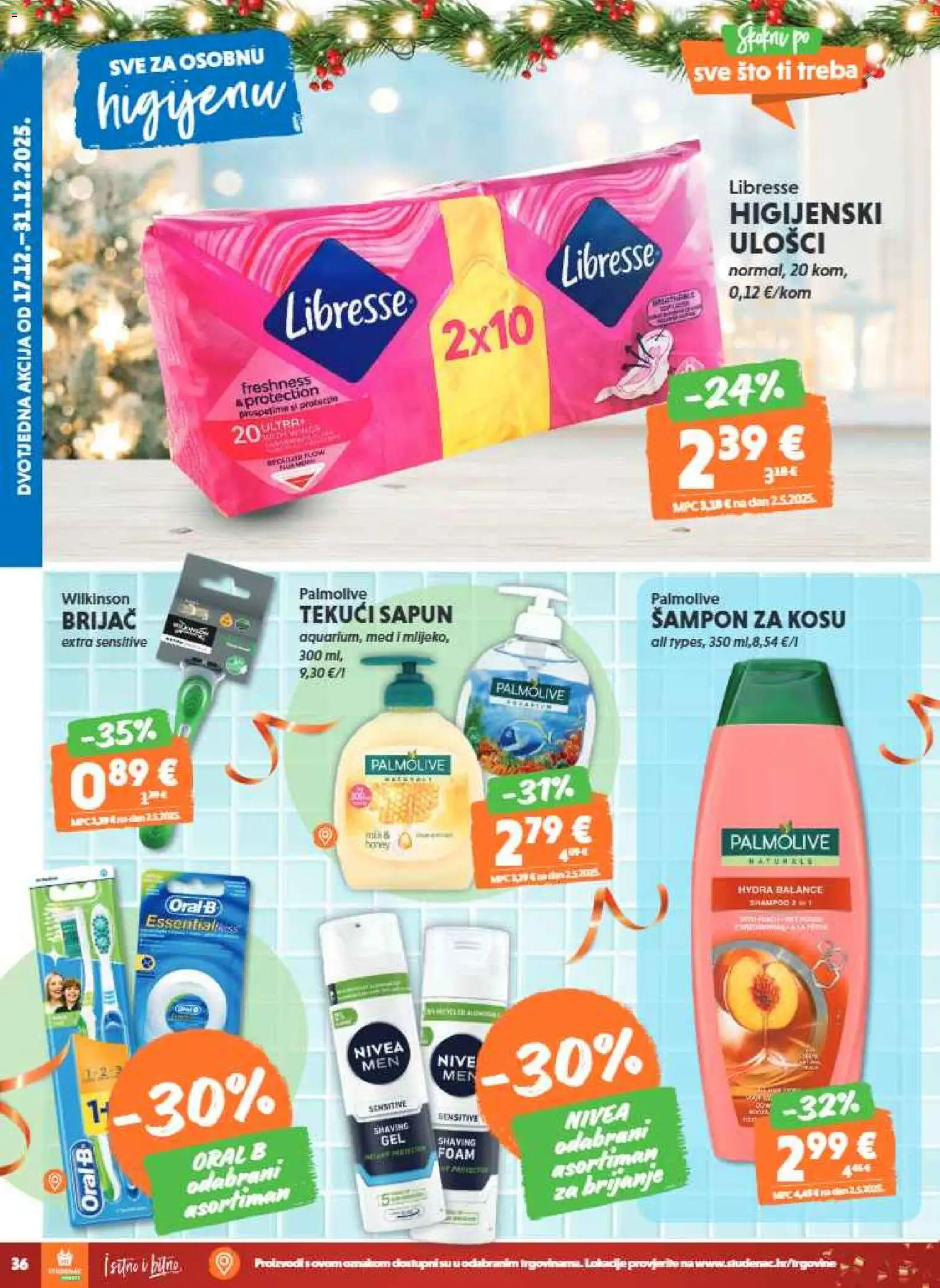 Studenac katalog | vrijedi od 17.12.2025 | Stranica: 36 | Proizvodi: Med, Sapun, Nivea, Libresse