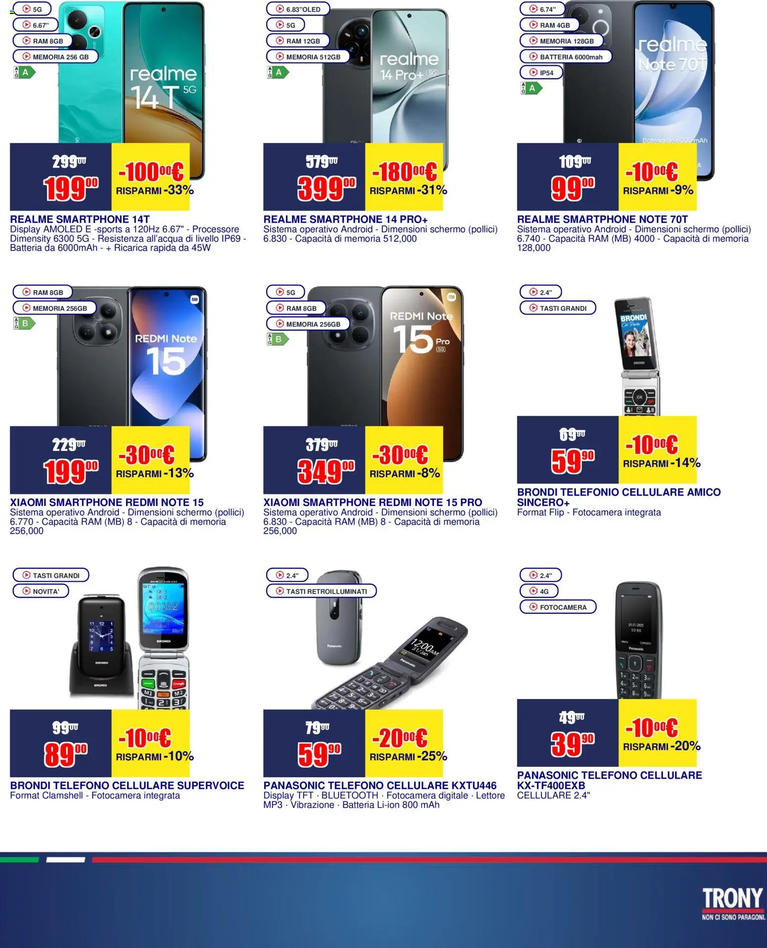 Volantino Trony del 16.04.2026 | Pagina: 15 | Prodotti: Xiaomi, Schermo, Telefono, Batteria