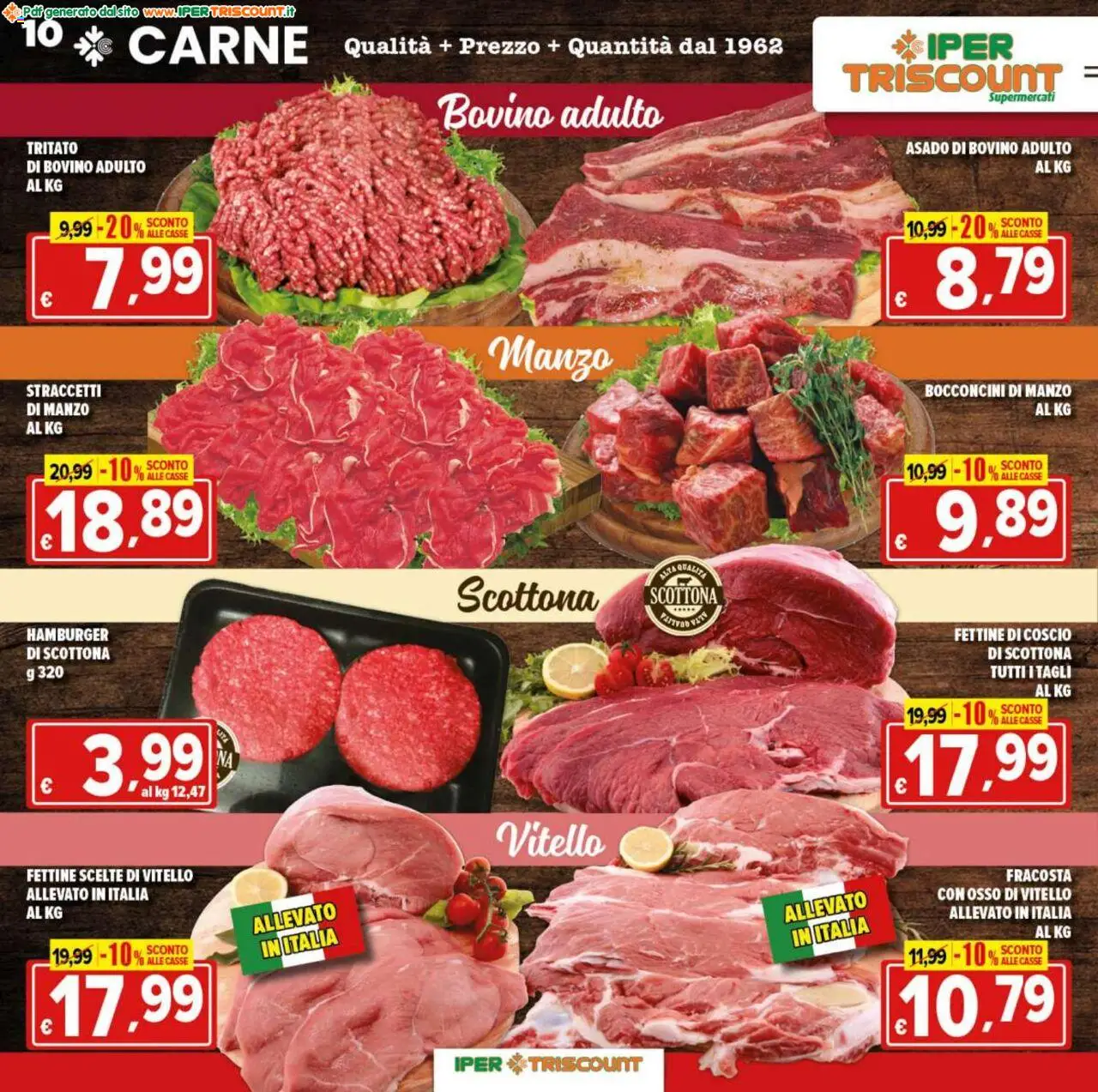 Volantino Ipertriscount del 18.08.2025 | Pagina: 10 | Prodotti: Bovino, Manzo, Vitello, Hamburger