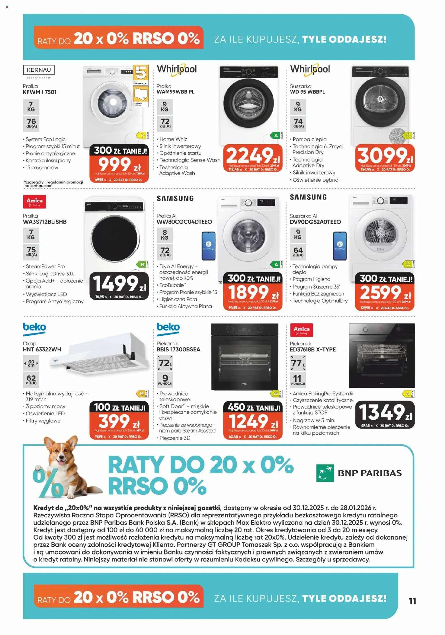 Max elektro Gazetka od 30.12.2025 | Strona: 11 | Produkty: Pralka, Suszarka, Piekarnik, Okap