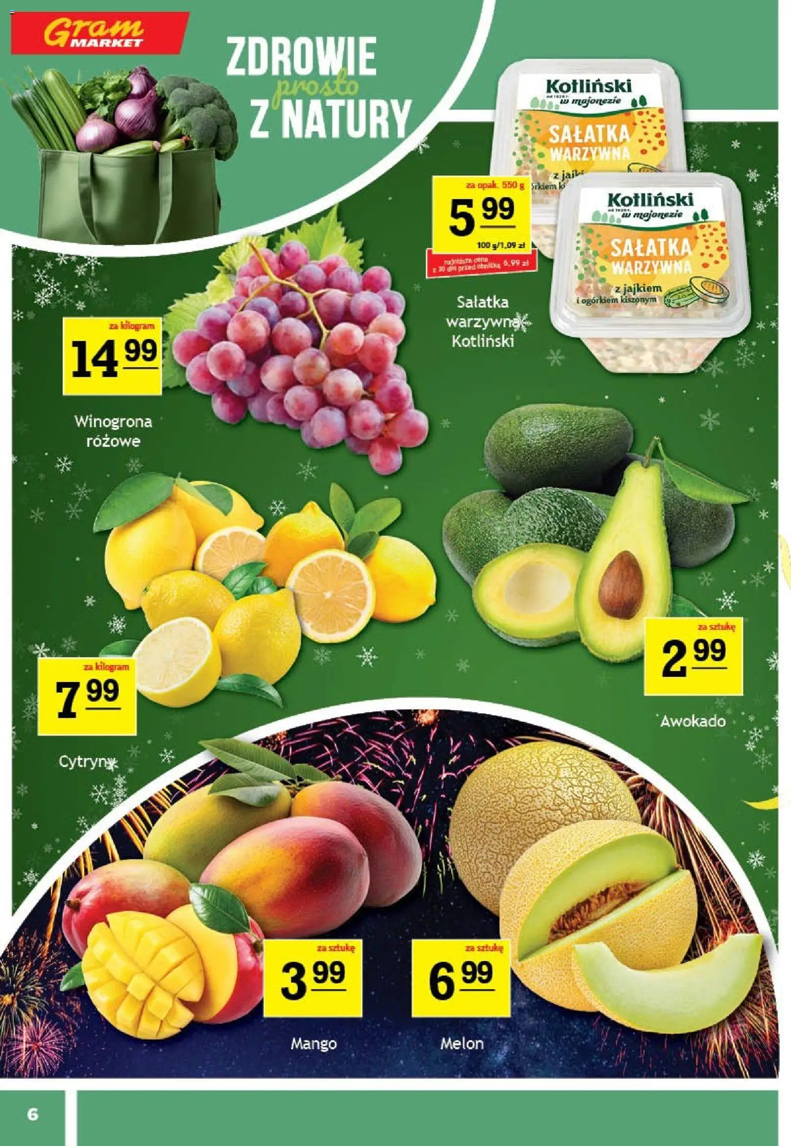 Gram Market Gazetka od 29.12.2025 | Strona: 6 | Produkty: Mango, Winogrona, Melon, Awokado