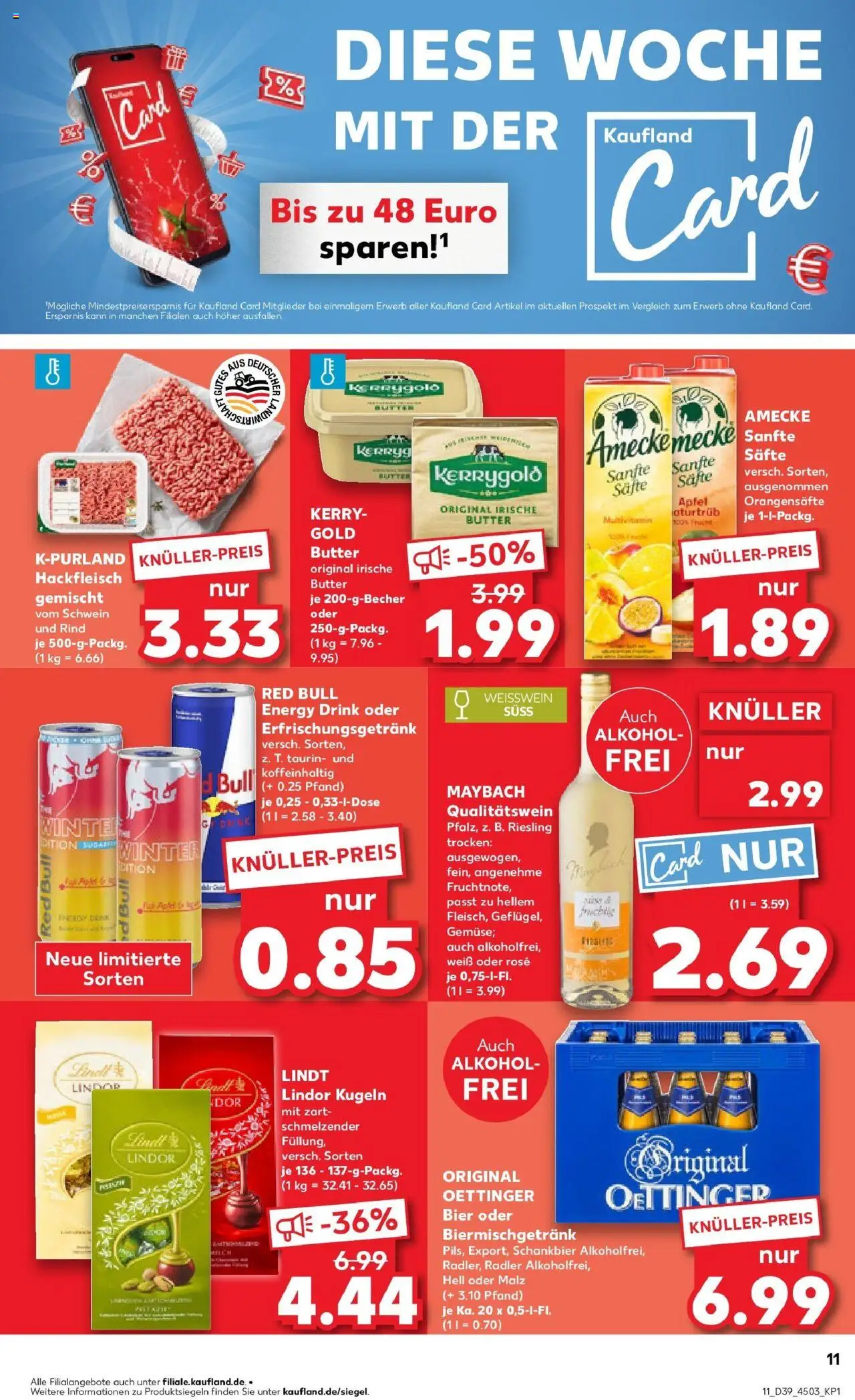 Kaufland prospekt Dörfles-Esbach	 – gültig ab 25.09.2025 | Seite: 11 | Produkte: Butter, Weißwein, Oettinger, Hackfleisch