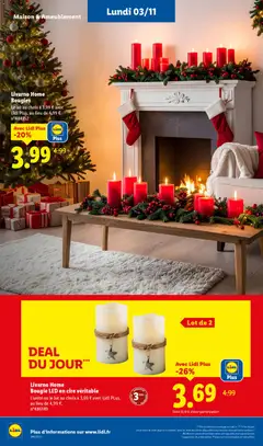LIDL - Prévisualisation de Livarno Home Bougie LED en cire véritable, L'unité ou le lot au choix à 3,69 € avec Lidl Plus, au lieu de 4,99 €. n°486149 valide à partir de 30.10.2025 | Page: 57