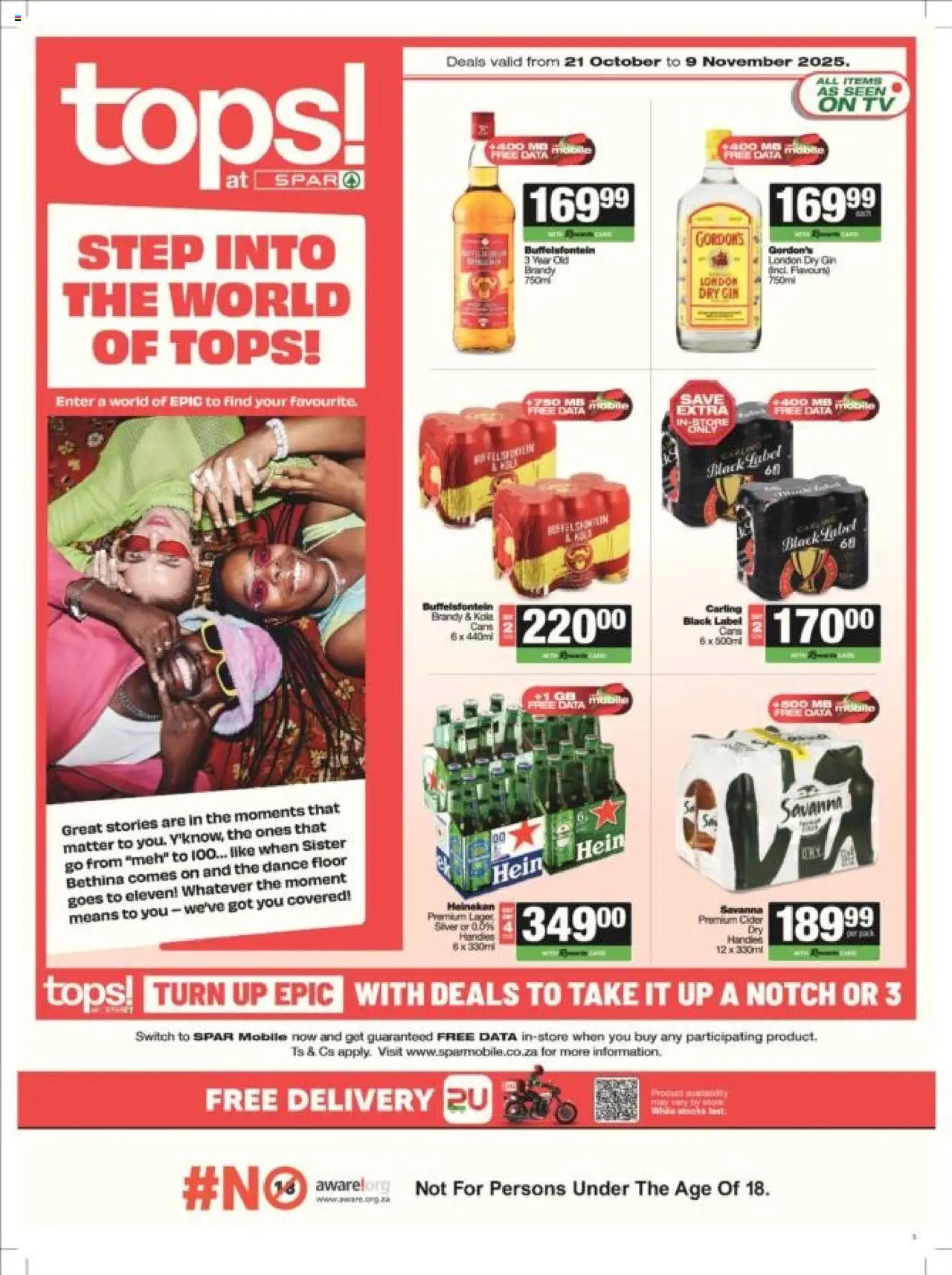 New KWIKSPAR catalogue – valid from 21.10.2025 | Page: 7 | Products: Data, TV, Brandy, Gin