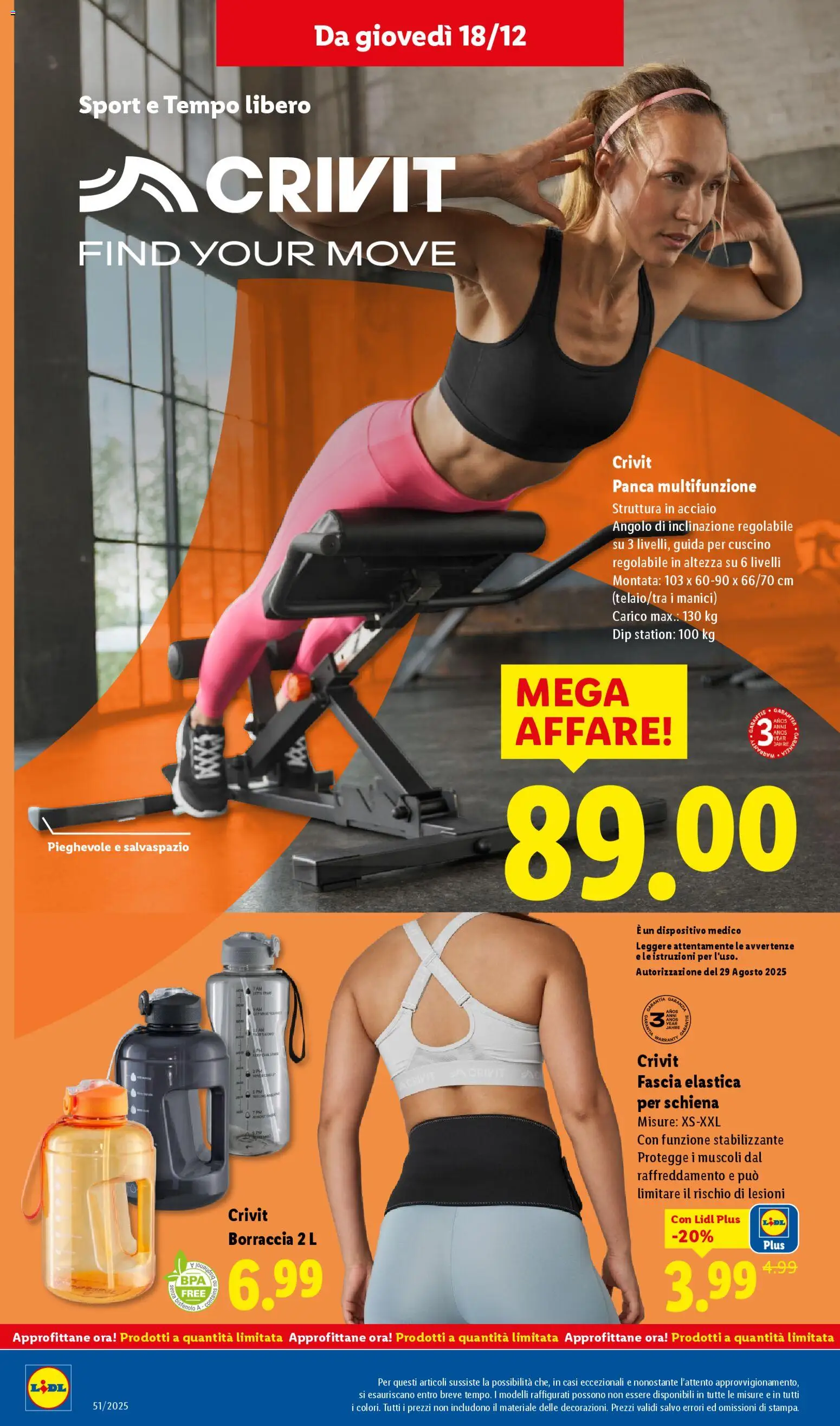 Volantino Lidl del 15.12.2025 | Pagina: 48 | Prodotti: Panca, Cuscino, Borraccia