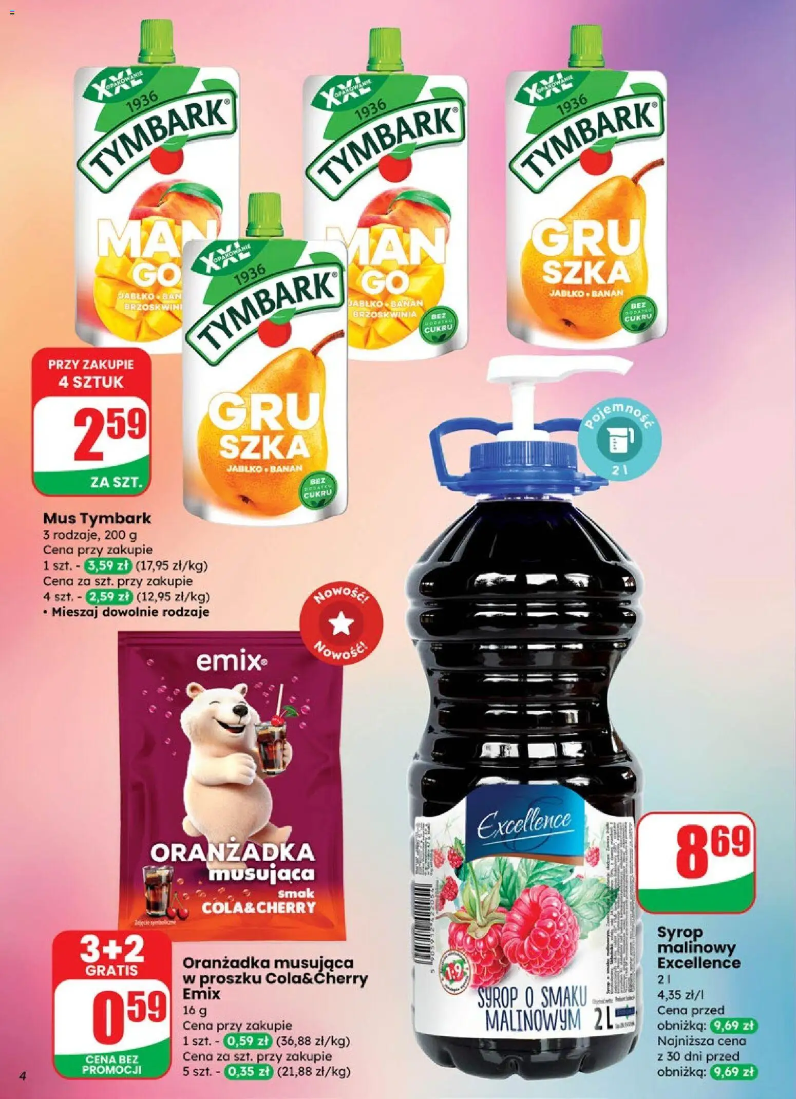 Dino Gazetka od 29.10.2025 | Strona: 4 | Produkty: Brzoskwinia, Syrop, Syrop malinowy