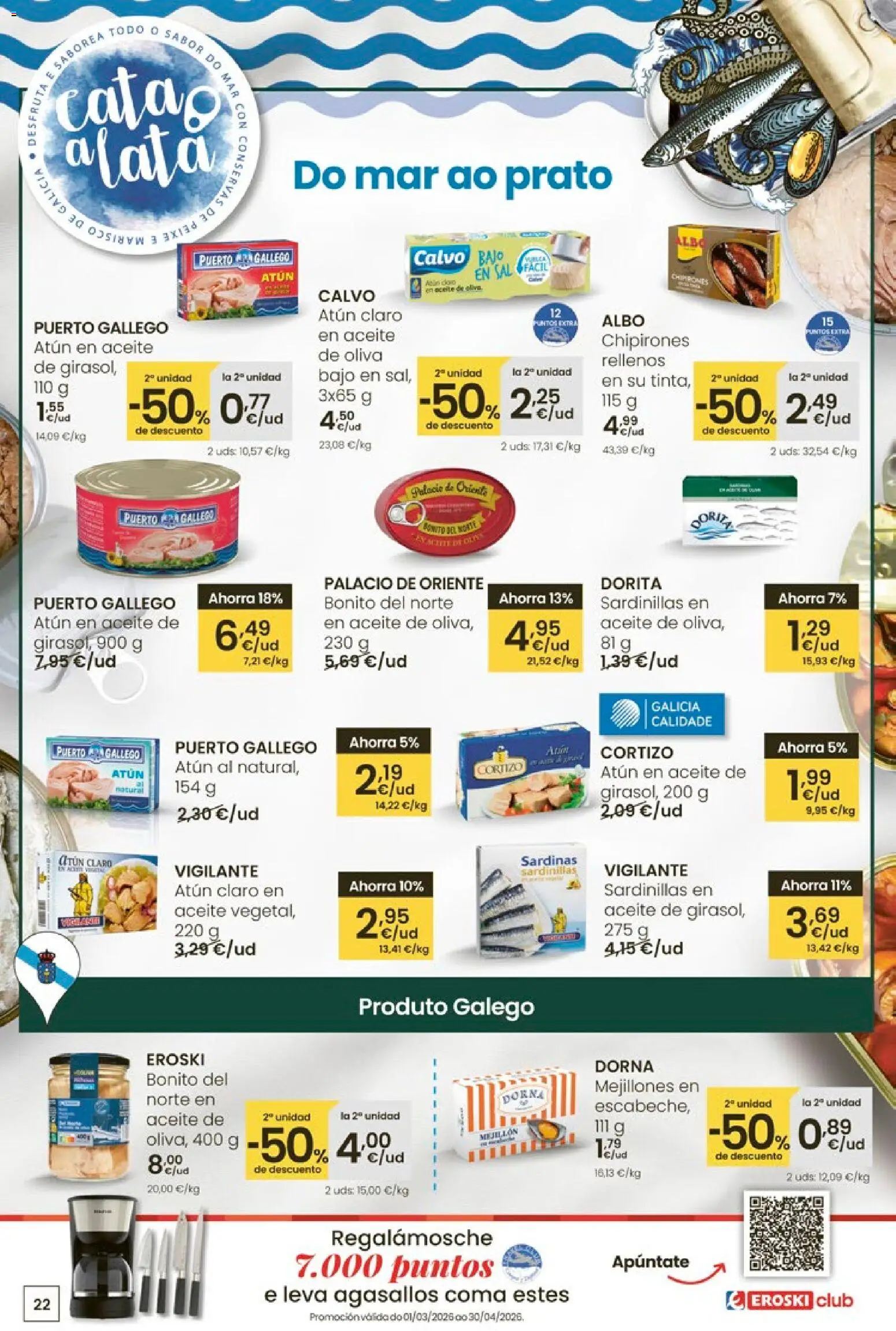 Eroski - Oferta │ válido desde el 12.03.2026 | Página: 22 | Productos: Sardinillas, Aceite, Atún claro