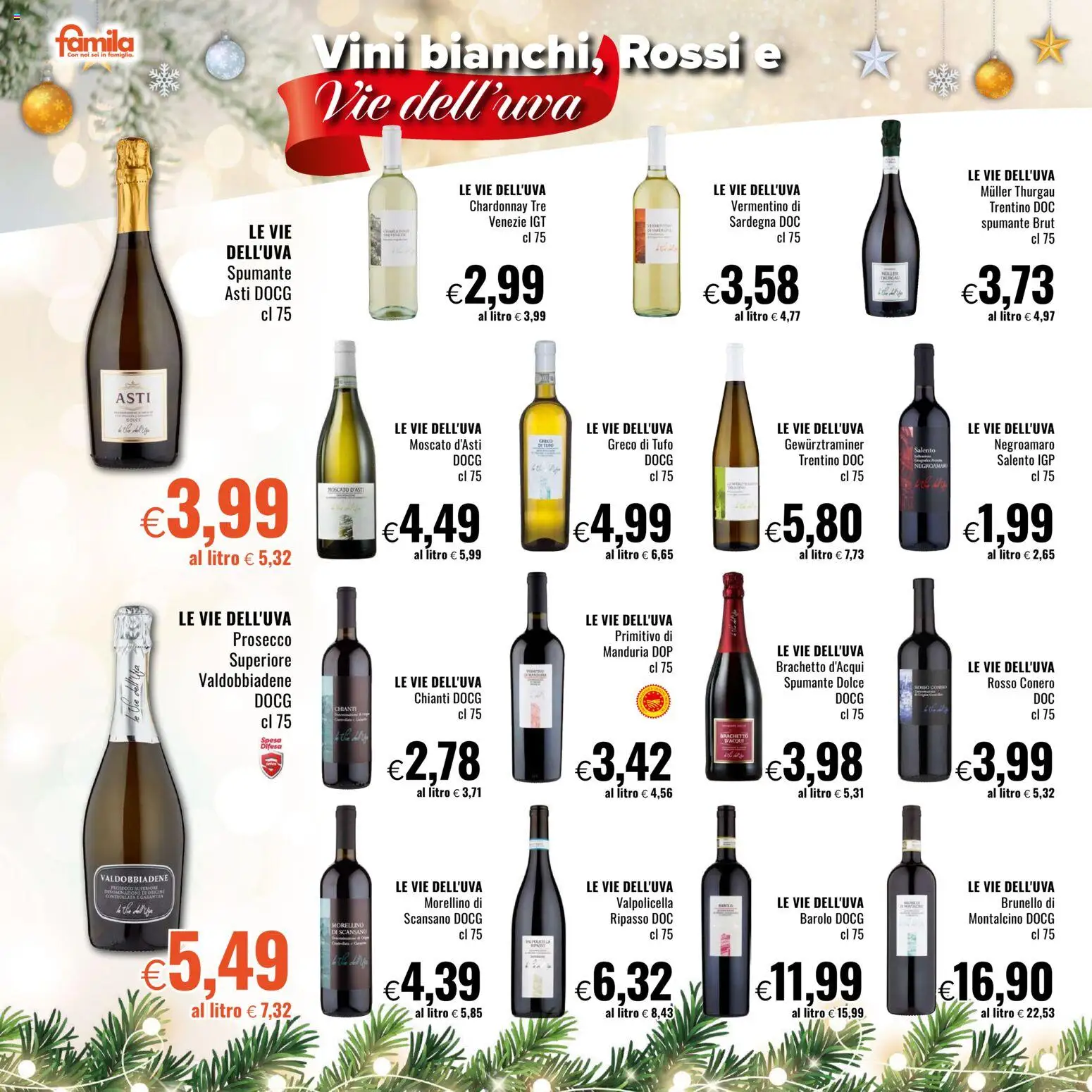 Volantino Famila del 11.12.2025 | Pagina: 16 | Prodotti: Prosecco, Spumante
