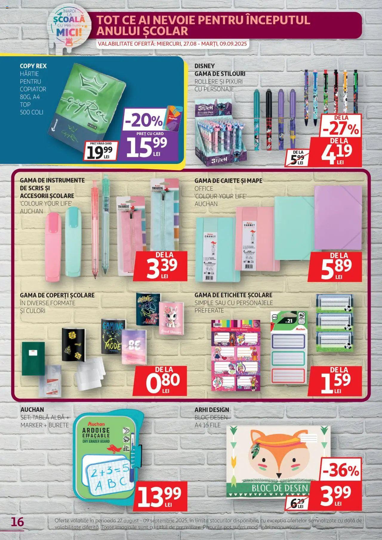Catalog Auchan – valabil de la 27.08.2025 | Pagină: 16 | Produse: Tablă, Mici, Burete