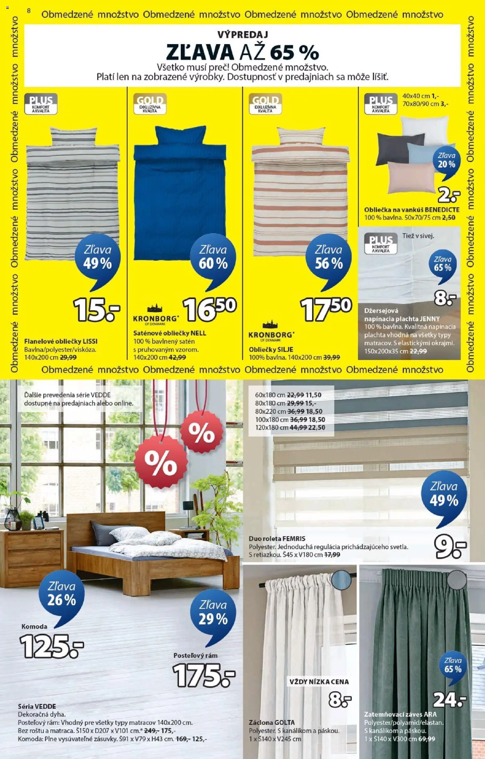 Nové JYSK akcie – leták je platný od 24.12.2025 | Strana: 8 | Produkty: Plachta, Obliečky, Vankúš, Rám