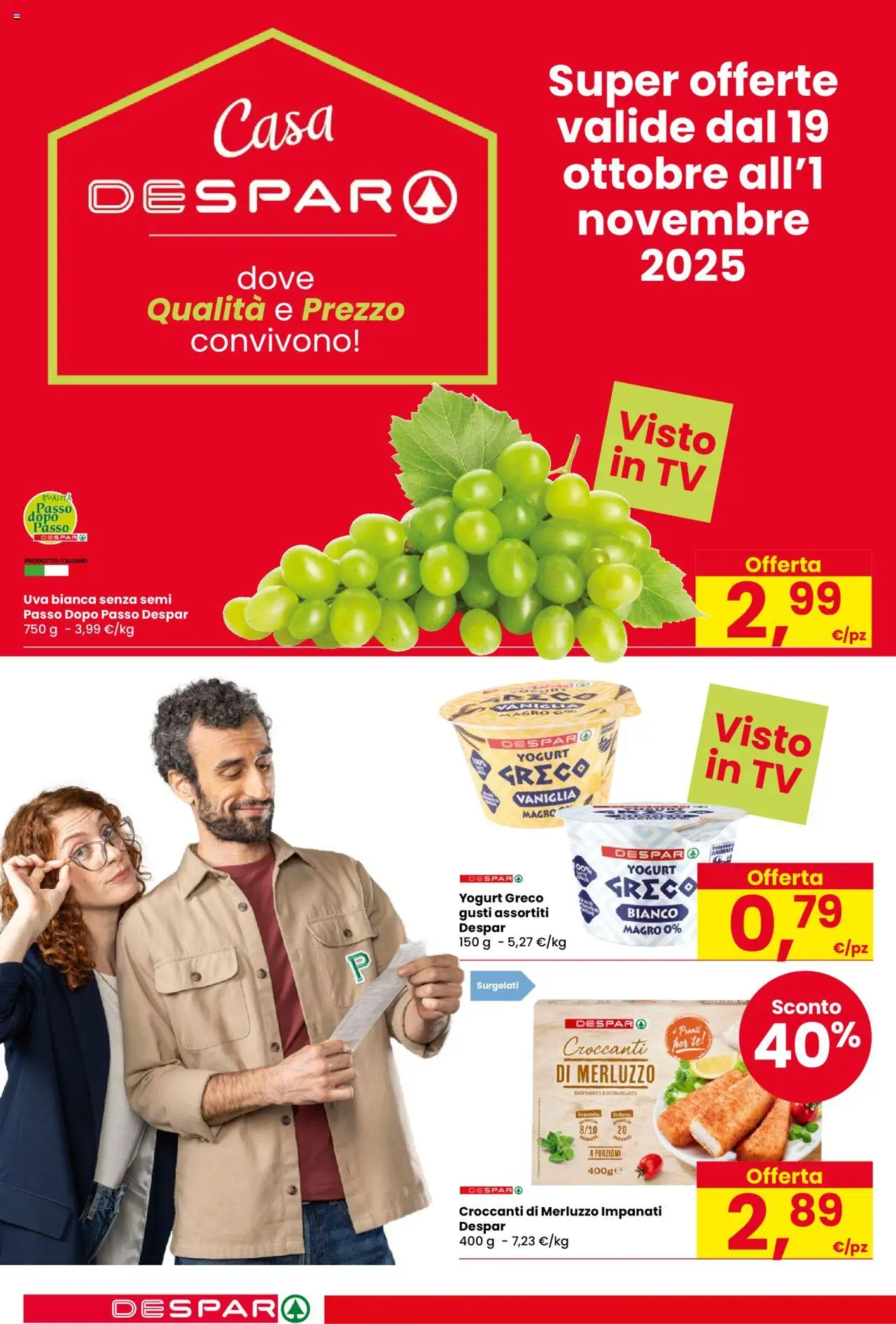 Volantino Despar del 16.10.2025 | Pagina: 4 | Prodotti: Yogurt, Tè, Merluzzo, Uva