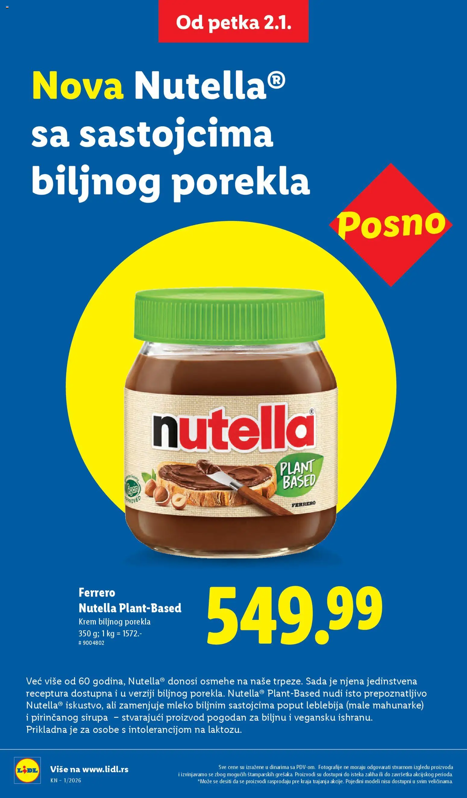 Lidl katalog - važi od 02.01.2026 | Strana: 50 | Proizvode: Mleko, Ferrero, Nutella