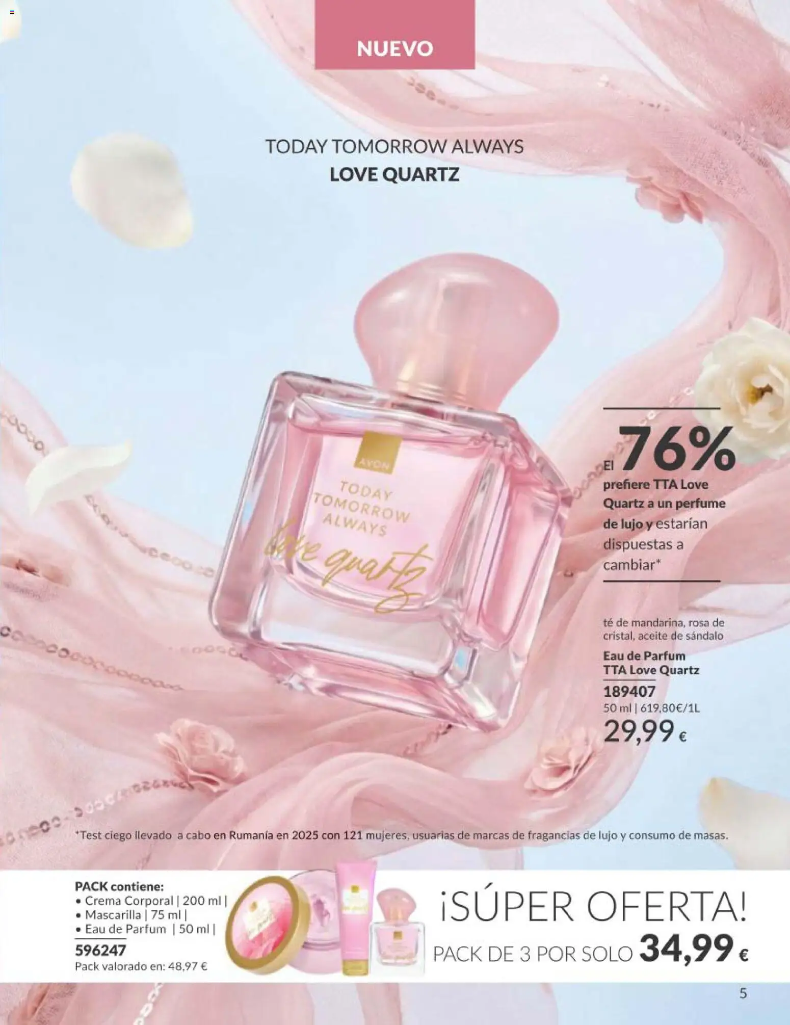 Catálogo AVON campaña 5 │ válido desde el 01.05.2026 | Página: 5 | Productos: Aceite, Crema, Té, Eau de parfum