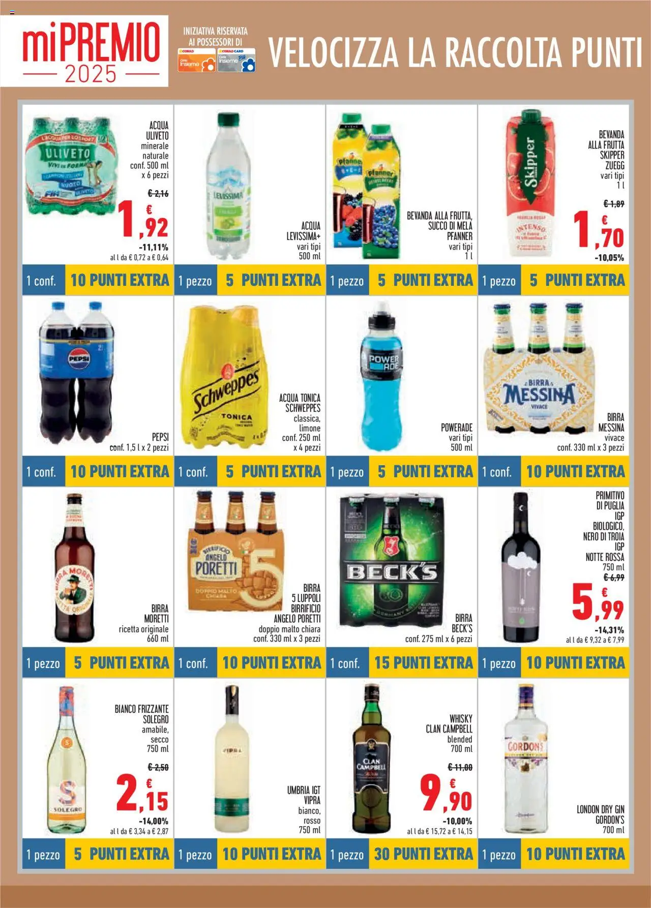 Volantino Conad del 09.10.2025 | Pagina: 8 | Prodotti: Acqua tonica, Limone, Birra Moretti, Pepsi