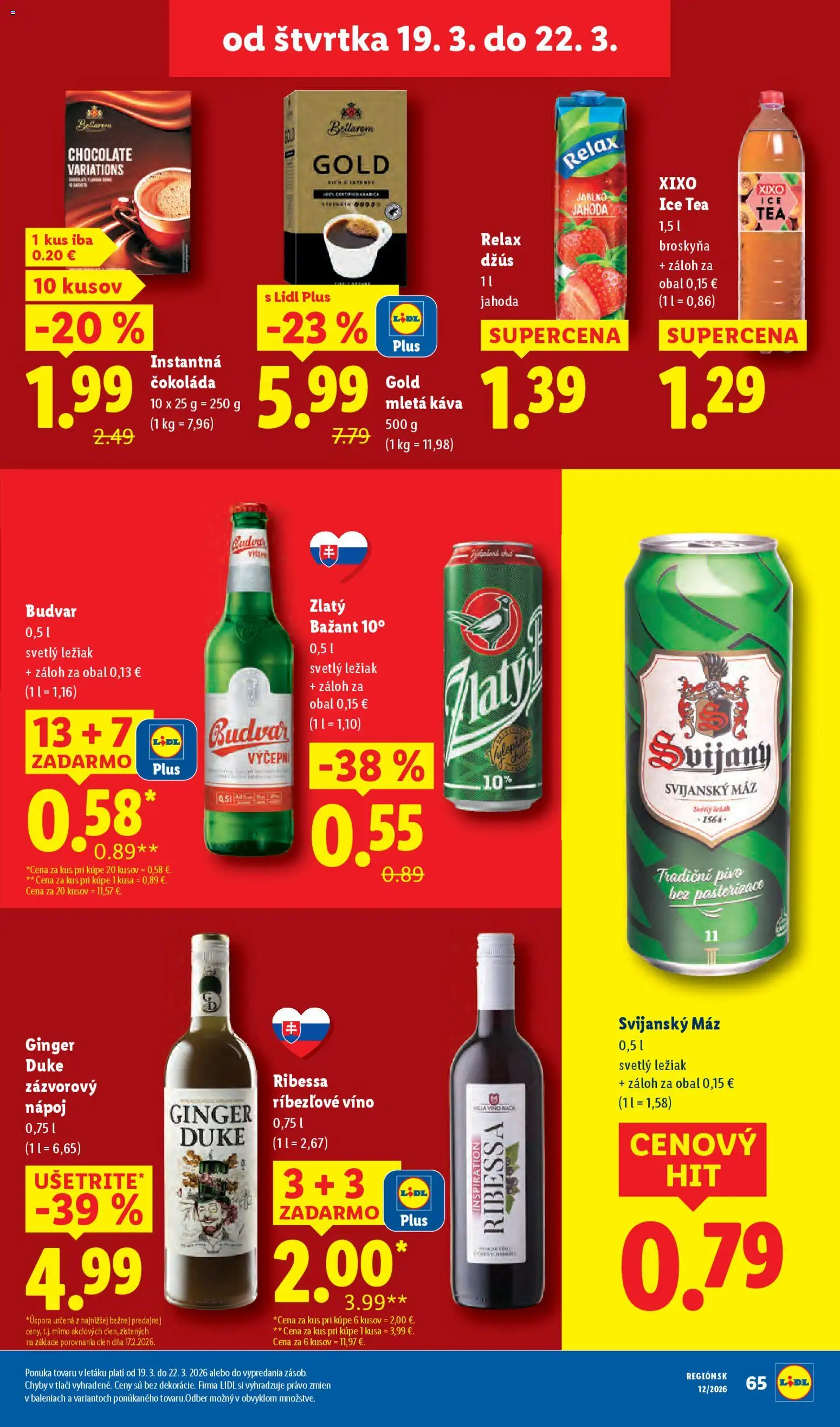 Nové Lidl akcie – leták je platný od 16.03.2026 | Strana: 87 | Produkty: Džús, Víno, Ríbezľové víno, Čokoláda