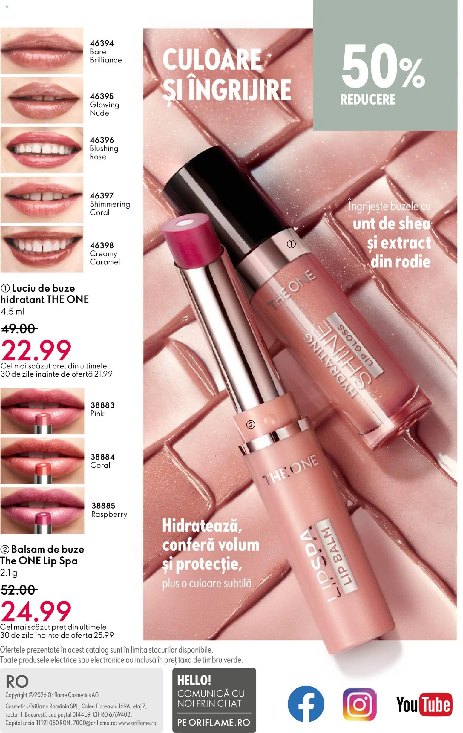 Noul catalog Oriflame – valabil de la 23.12.2025 | Pagină: 164 | Produse: Luciu de buze, Balsam, Unt