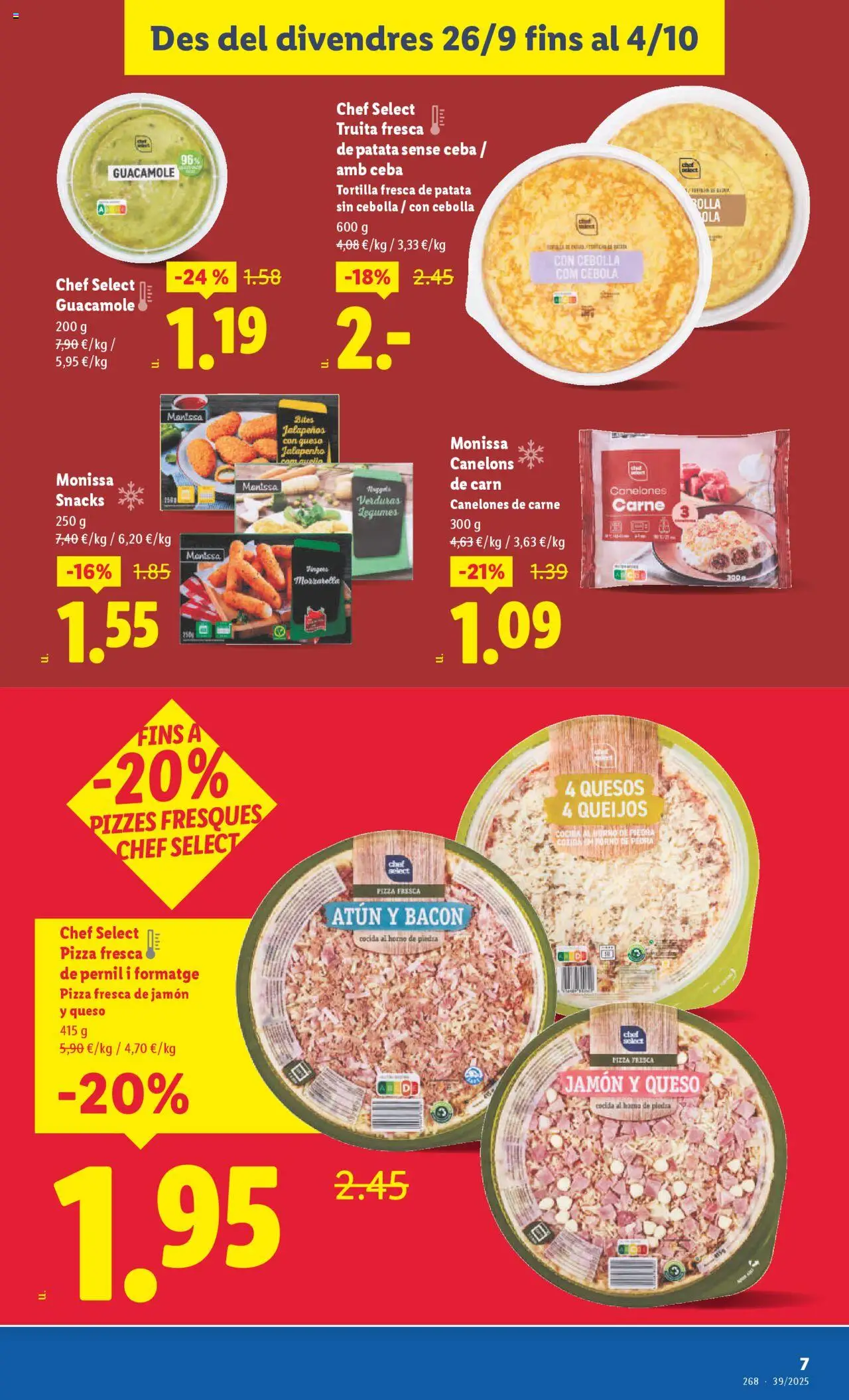 Lidl - Manresa │ válido desde el 26.09.2025 | Página: 7 | Productos: Queso, Jamón, Παγωμένο τσάι, Canelones