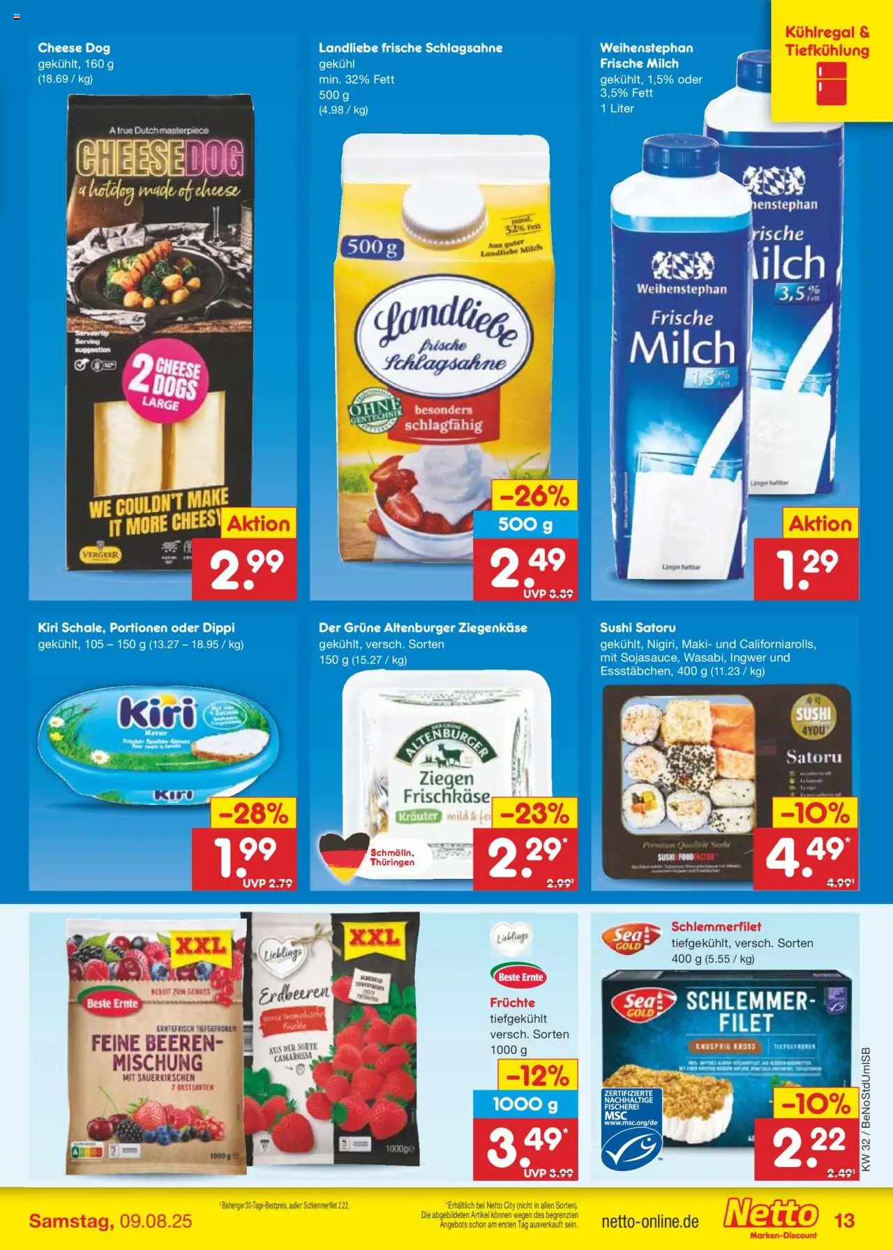 Netto Marken-Discount Prospekt 	 - gültig ab dem 04.08.2025 | Seite: 17 | Produkte: Schlagsahne, Milch, Ziegenkäse, Frischkase