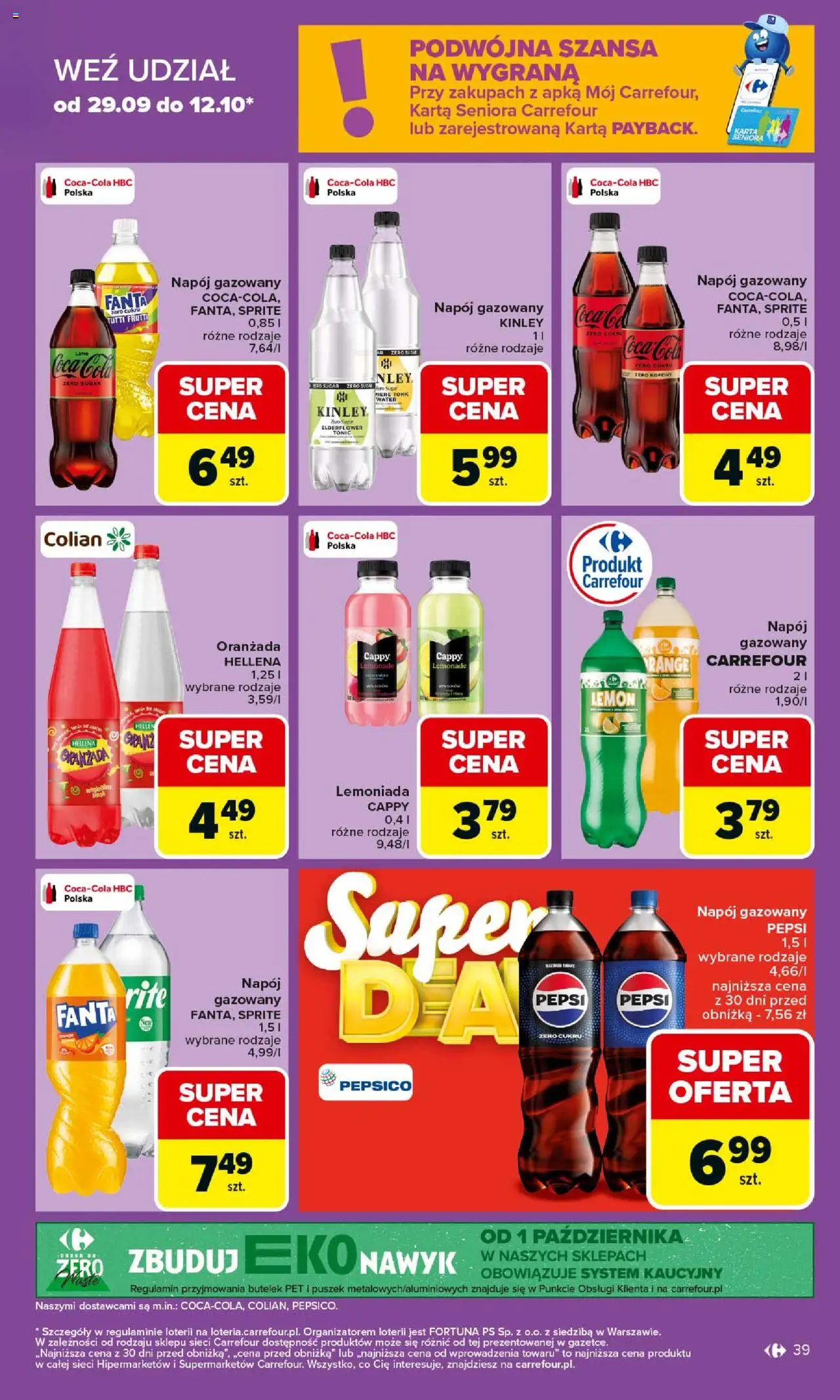 Carrefour Gazetka od 06.10.2025 | Strona: 39 | Produkty: Karta, Pepsi, Sprite, Coca cola