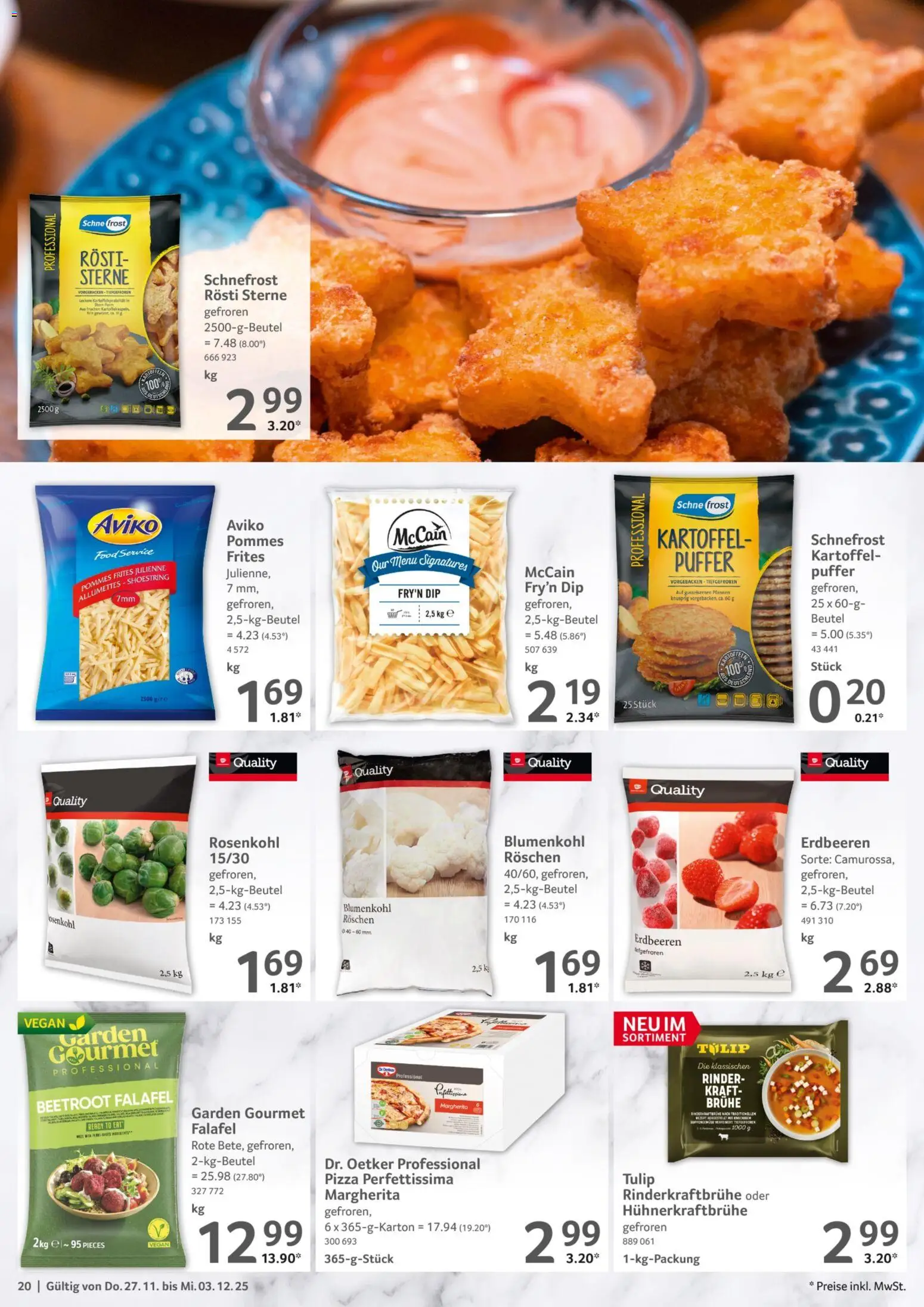 Selgros Prospekt 	 – gültig ab 27.11.2025 | Seite: 20 | Produkte: Pommes, McCain, Pizza, Erdbeeren