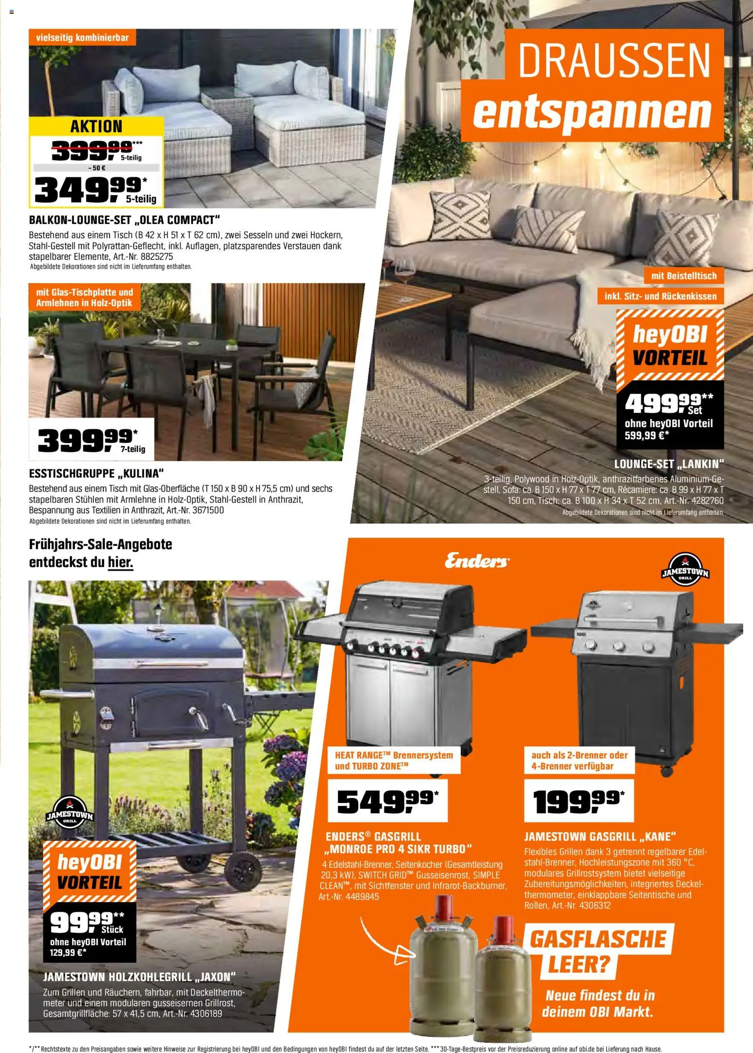 OBI Flugblatt gültig ab 01.03.2026 | Seite: 11 | Produkte: Grill, Sofa, Tisch