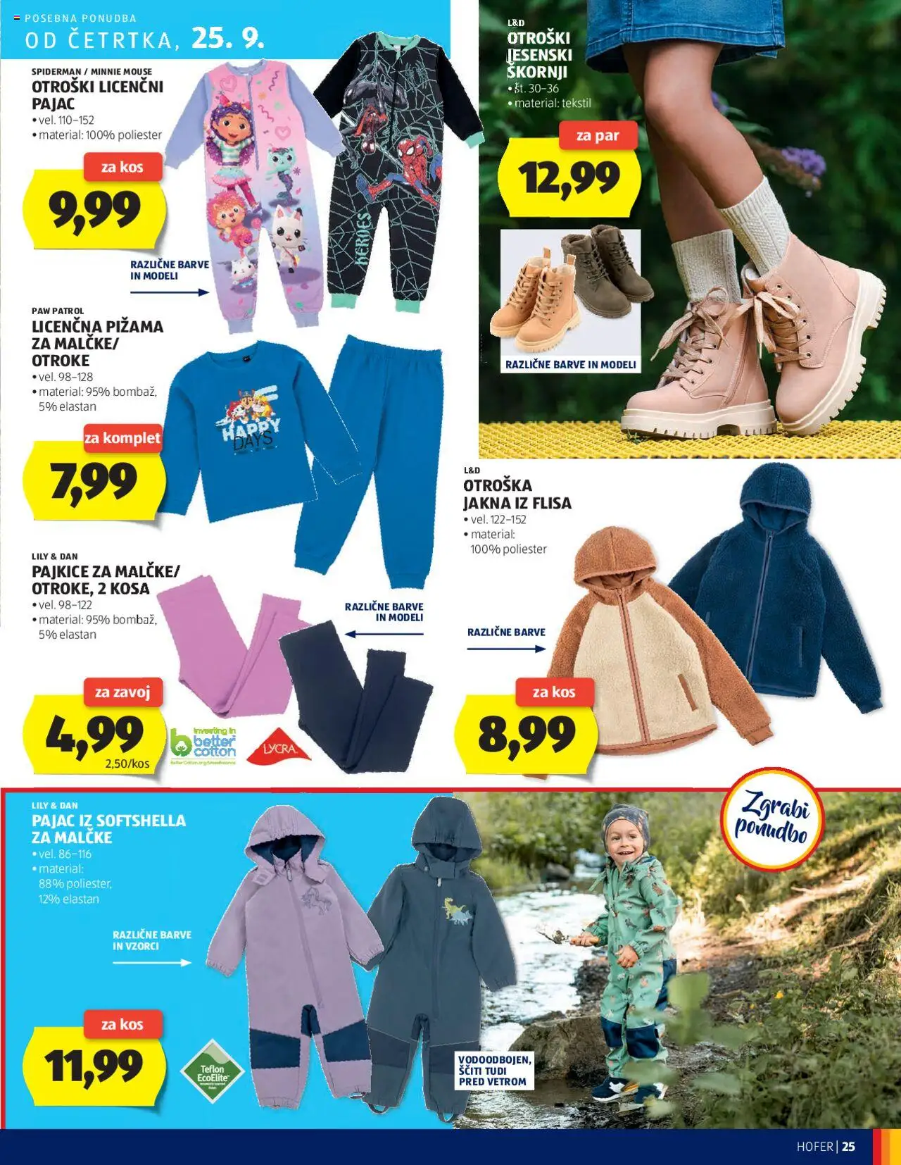 Novi Hofer katalog ponudbe – veljaven od 18.09.2025 | Stran: 25 | Izdelki: Pajkice, Škornji, Kos, Jakna