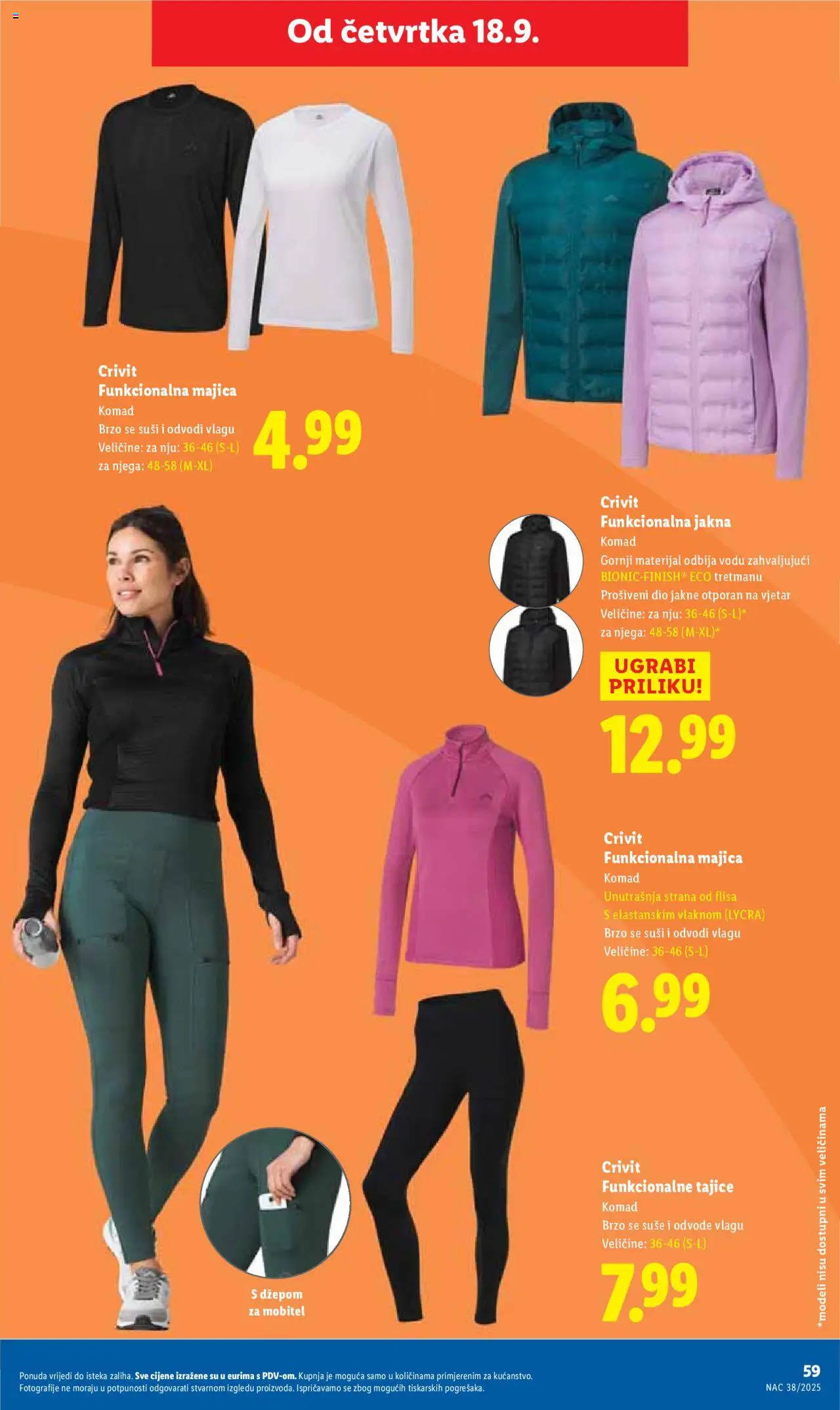 Lidl katalog | vrijedi od 15.09.2025 | Stranica: 59 | Proizvodi: Majica, Jakna, Tajice