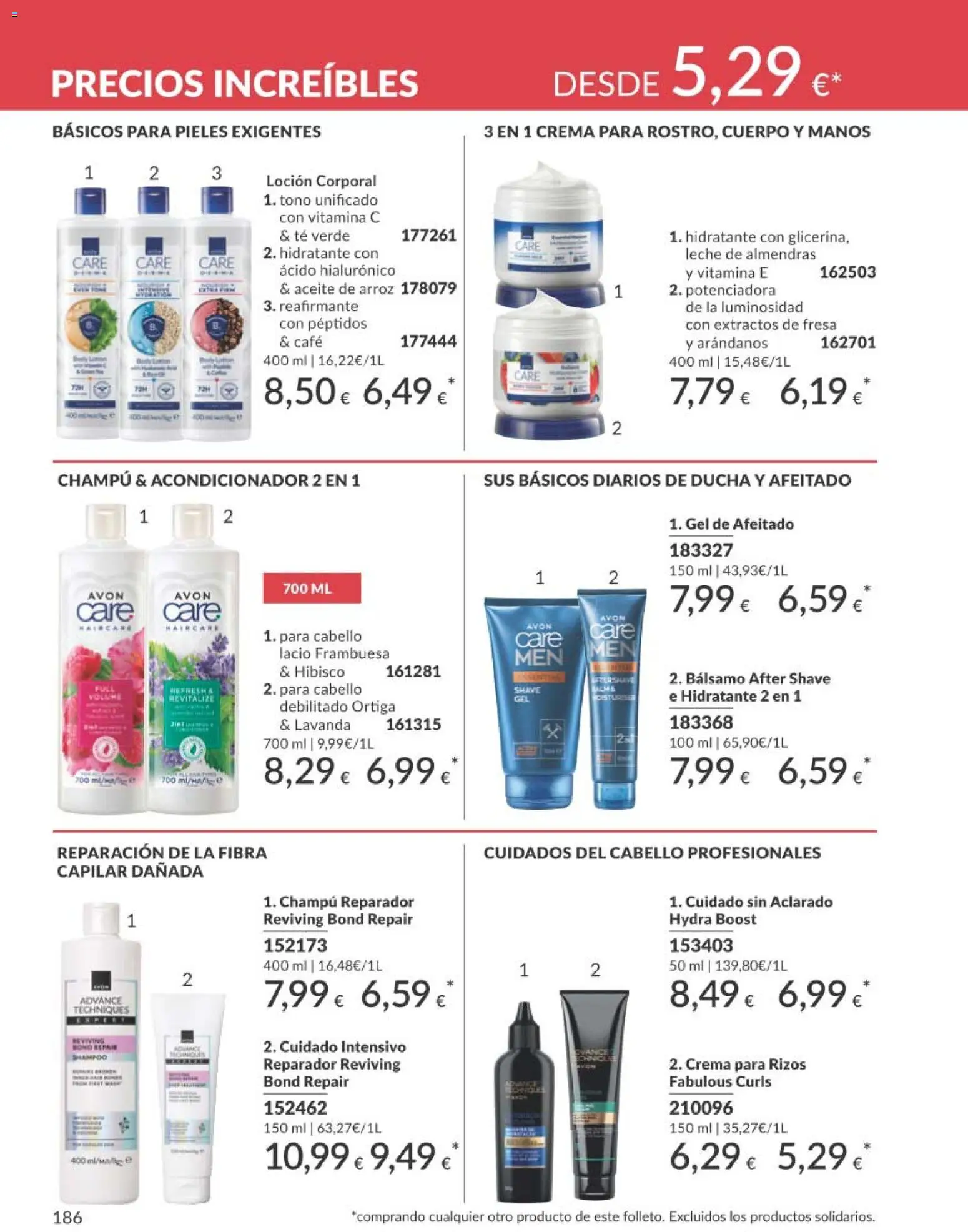 Catálogo AVON campaña 1 │ válido desde el 01.01.2026 | Página: 186 | Productos: Champú, Acondicionador, Leche, Café