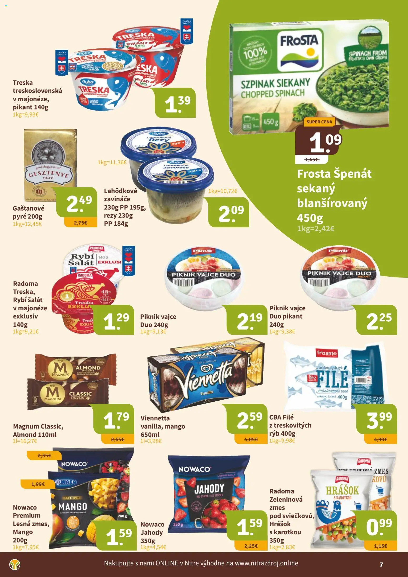 Nové Nitrazdroj akcie – leták je platný od 20.03.2026 | Strana: 7 | Produkty: Ryba, Magnum, Mango, Treska