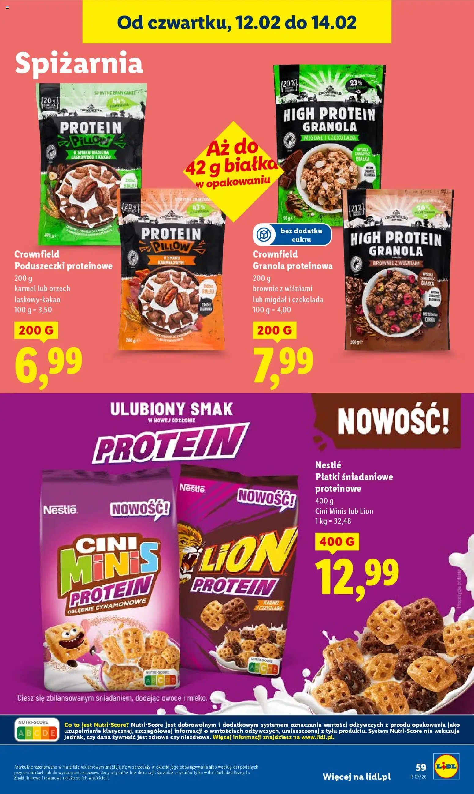 Lidl Gazetka od 12.02.2026 | Strona: 59 | Produkty: Czekolada, Brownie, Płatki, Owoce