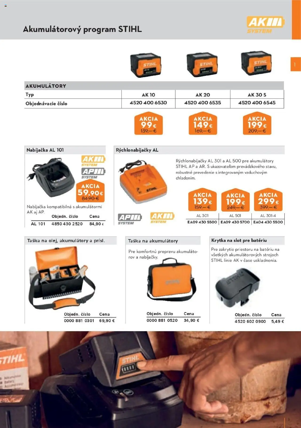 Nové STIHL akcie – leták je platný od 29.09.2025 | Strana: 9 | Produkty: Nabíjačka, Taška