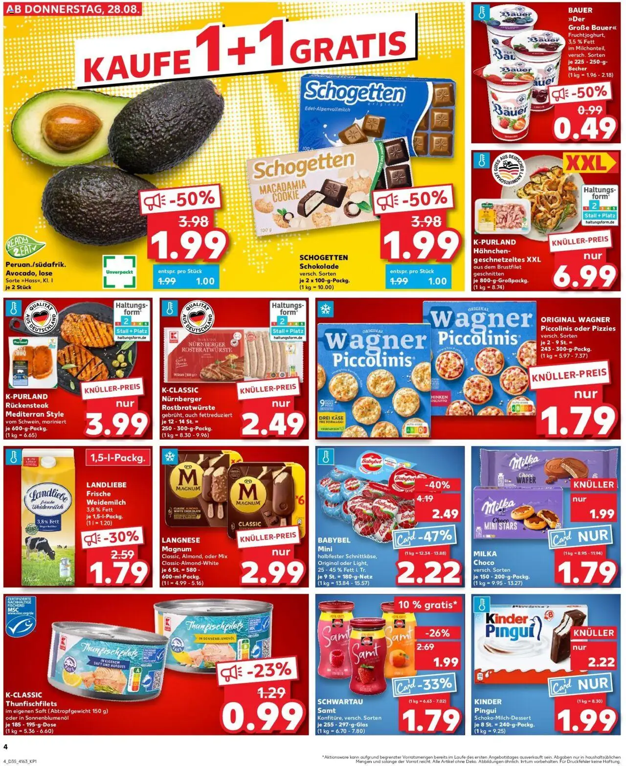 Kaufland prospekt Dreieich	 – gültig ab 28.08.2025 | Seite: 4 | Produkte: Langnese, Piccolinis, Pizza, Saft